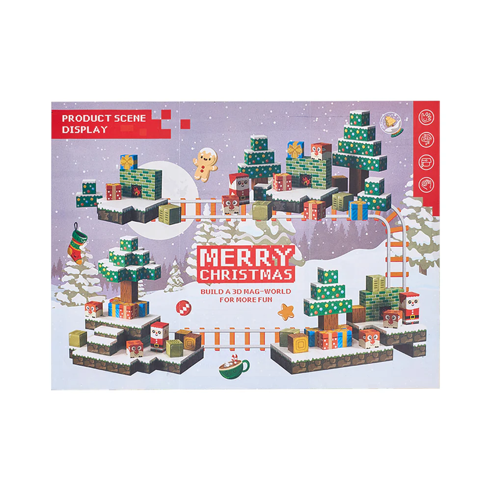 Kidkid Merry Christmas Theme Children Magnetic Building Blocks Toy Set