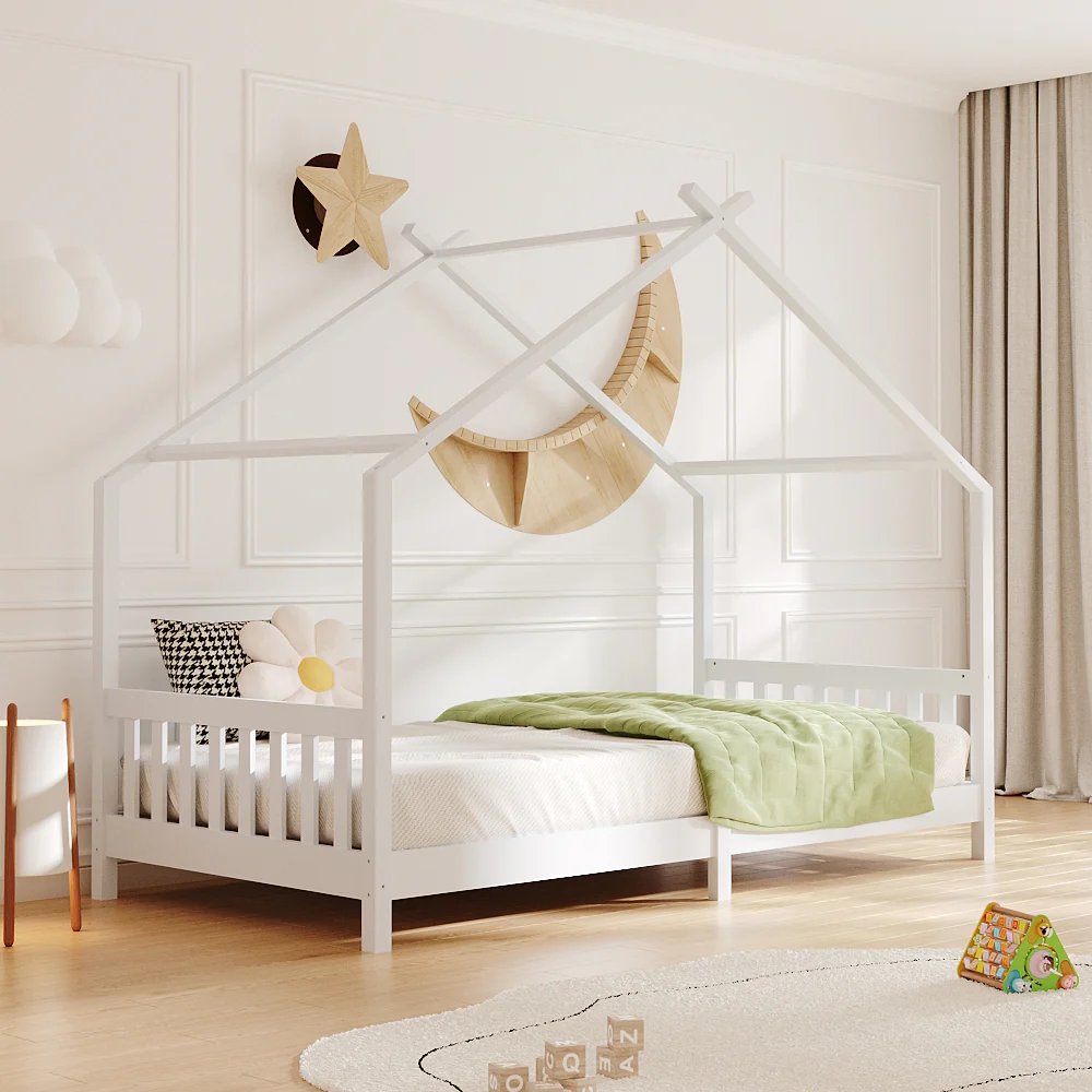 Kidkid Pine Frame Bed With House Design