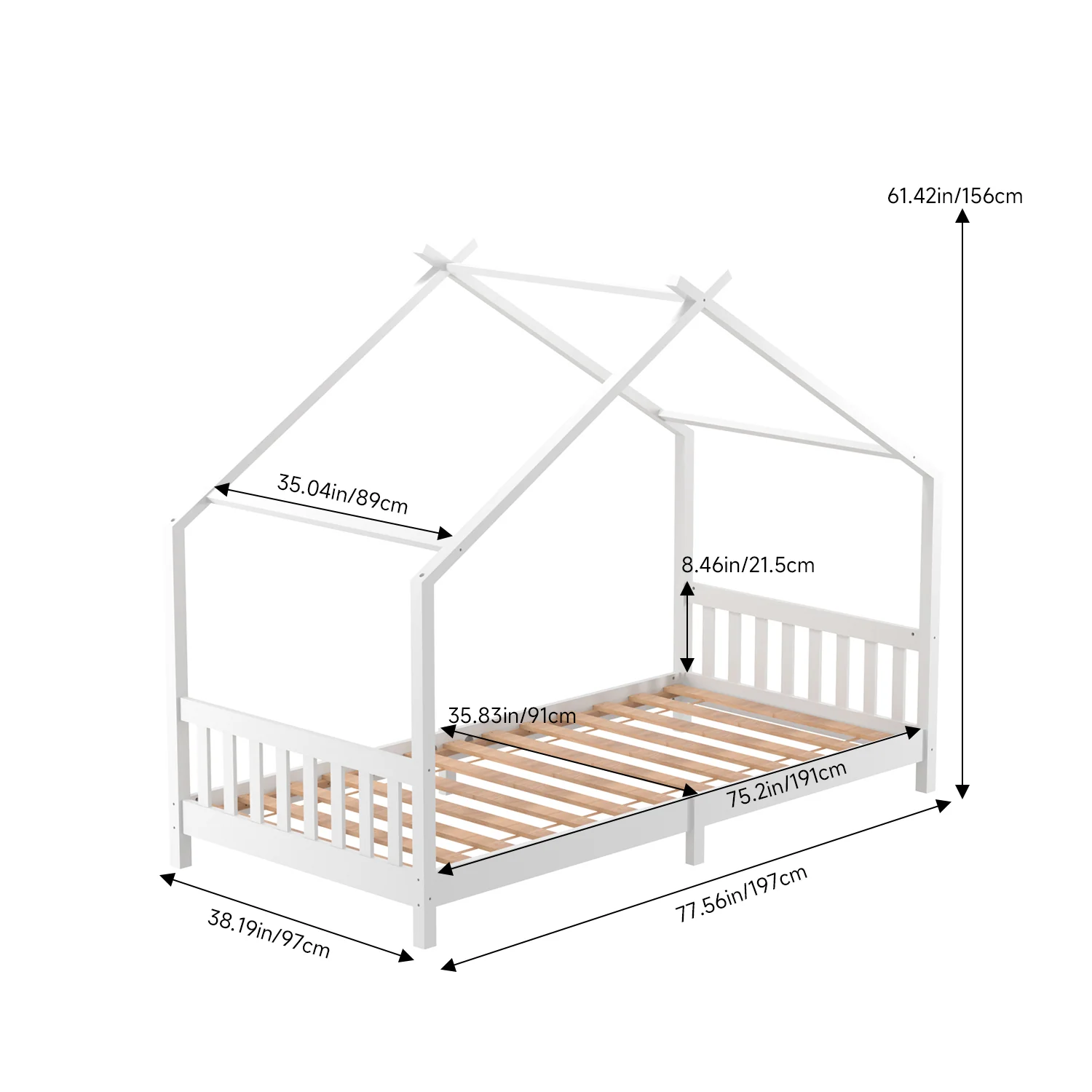 Kidkid Pine Frame Bed With House Design - Image 4