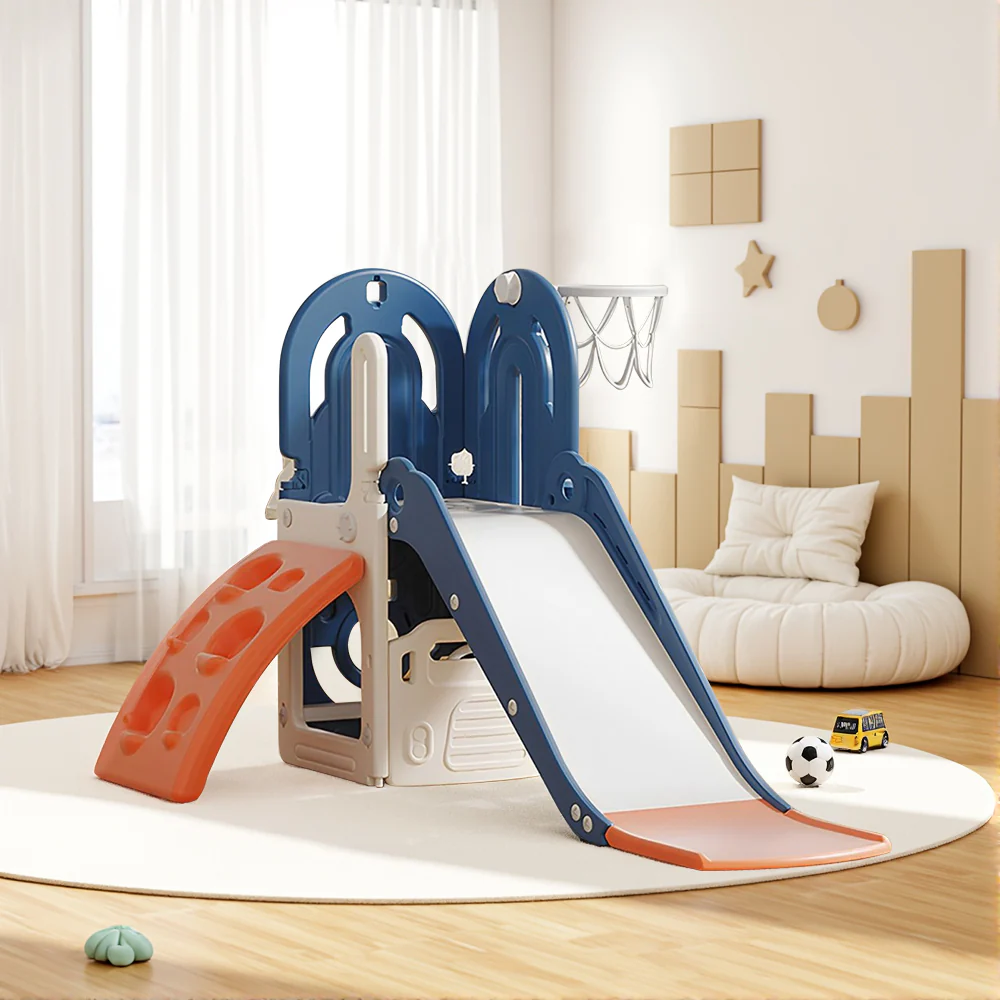 Kidkid Toddler Climbing Slide And Basketball Playset