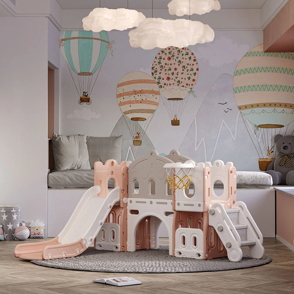 Kidkid Toddler Indoor Playground with Slide and Hoop - Image 4