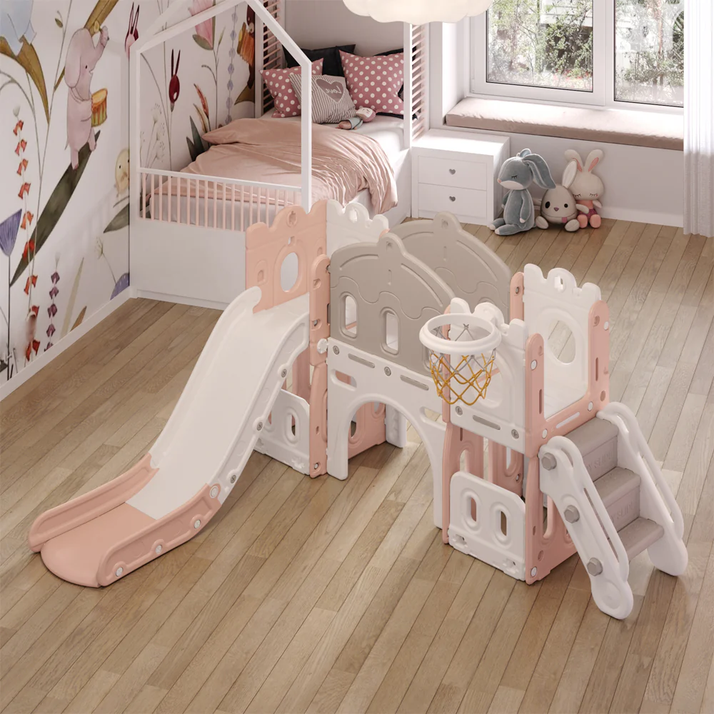 Kidkid Toddler Indoor Playground with Slide and Hoop - Image 5