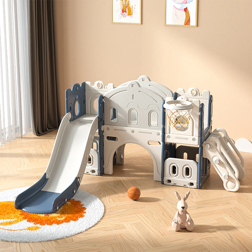 Kidkid Toddler Indoor Playground with Slide and Hoop - Image 2