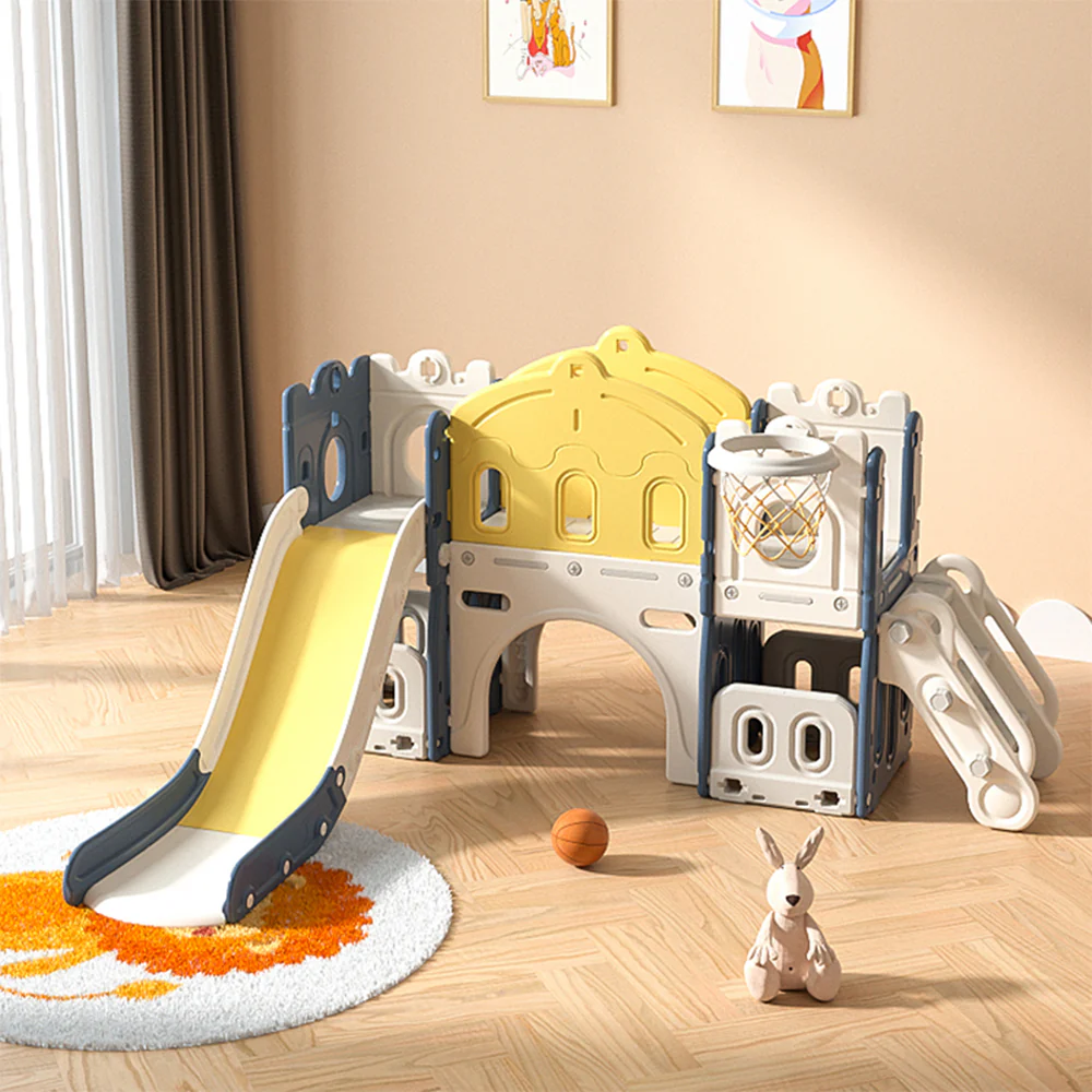 Kidkid Toddler Indoor Playground with Slide and Hoop - Image 2