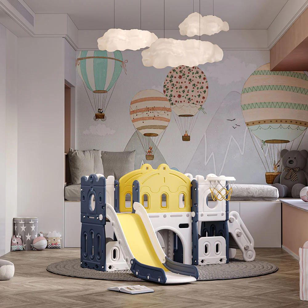Kidkid Toddler Indoor Playground with Slide and Hoop - Image 3