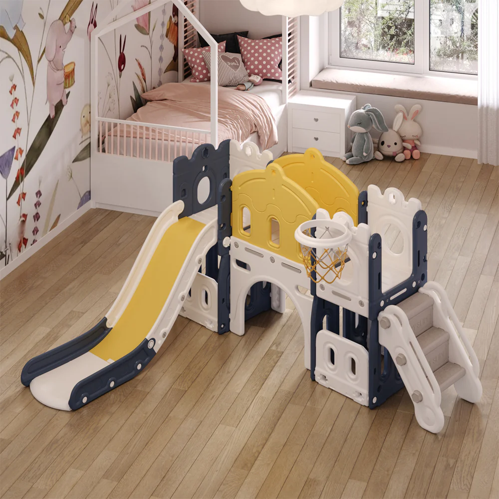 Kidkid Toddler Indoor Playground with Slide and Hoop - Image 4