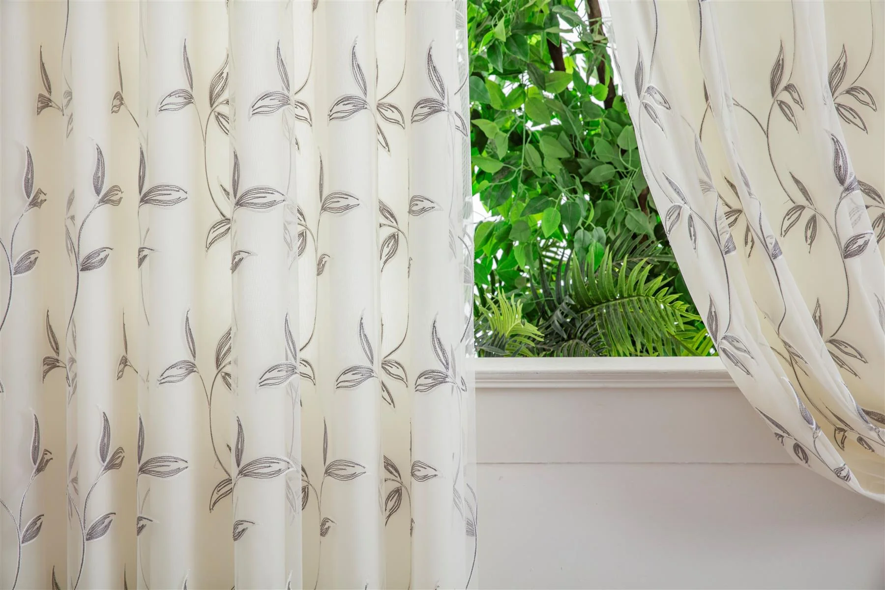 Kingleaf Embroidered Tulle Voile Pencil Pleat Taped Top Curtains - Image 2