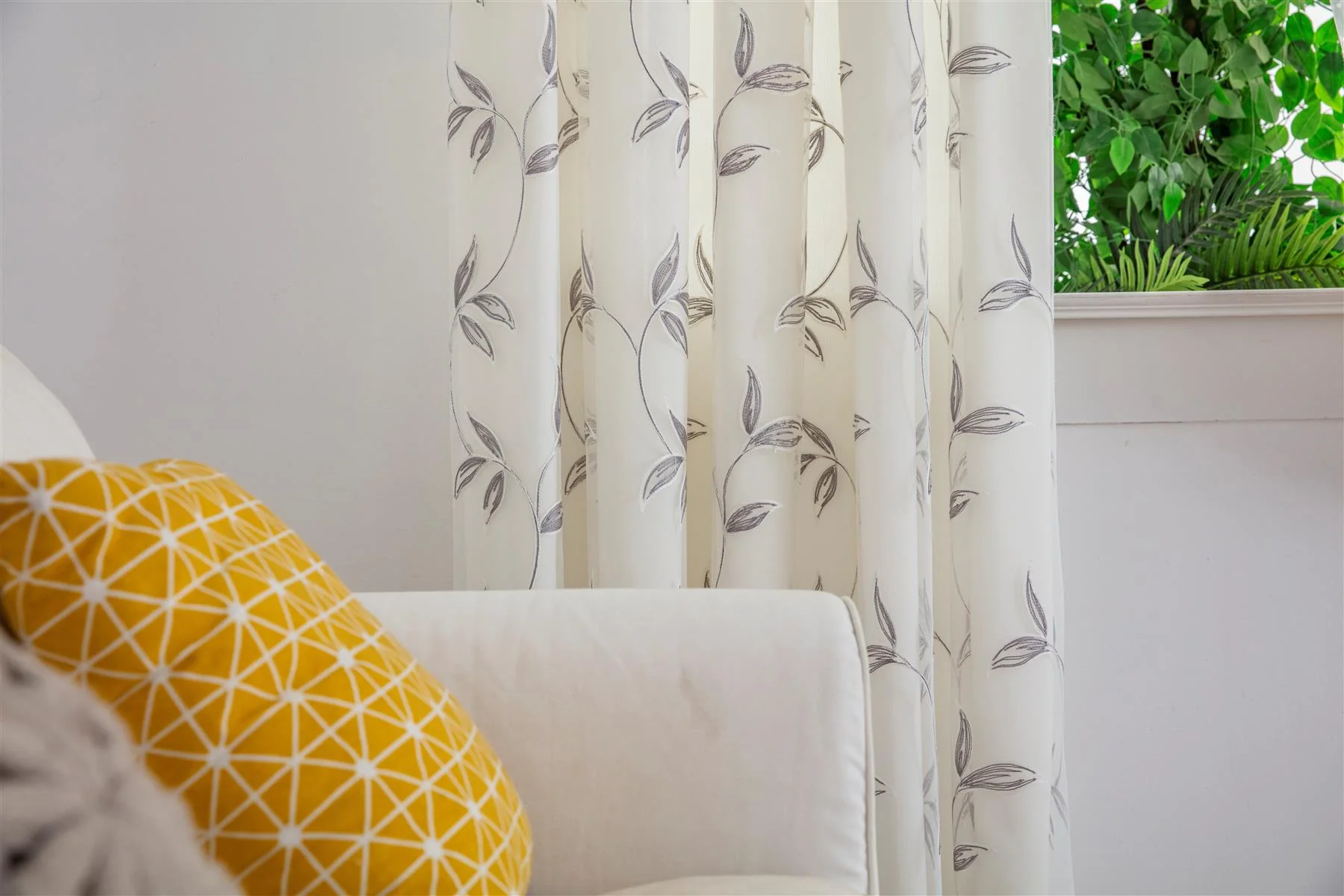 Kingleaf Embroidered Tulle Voile Pencil Pleat Taped Top Curtains - Image 4