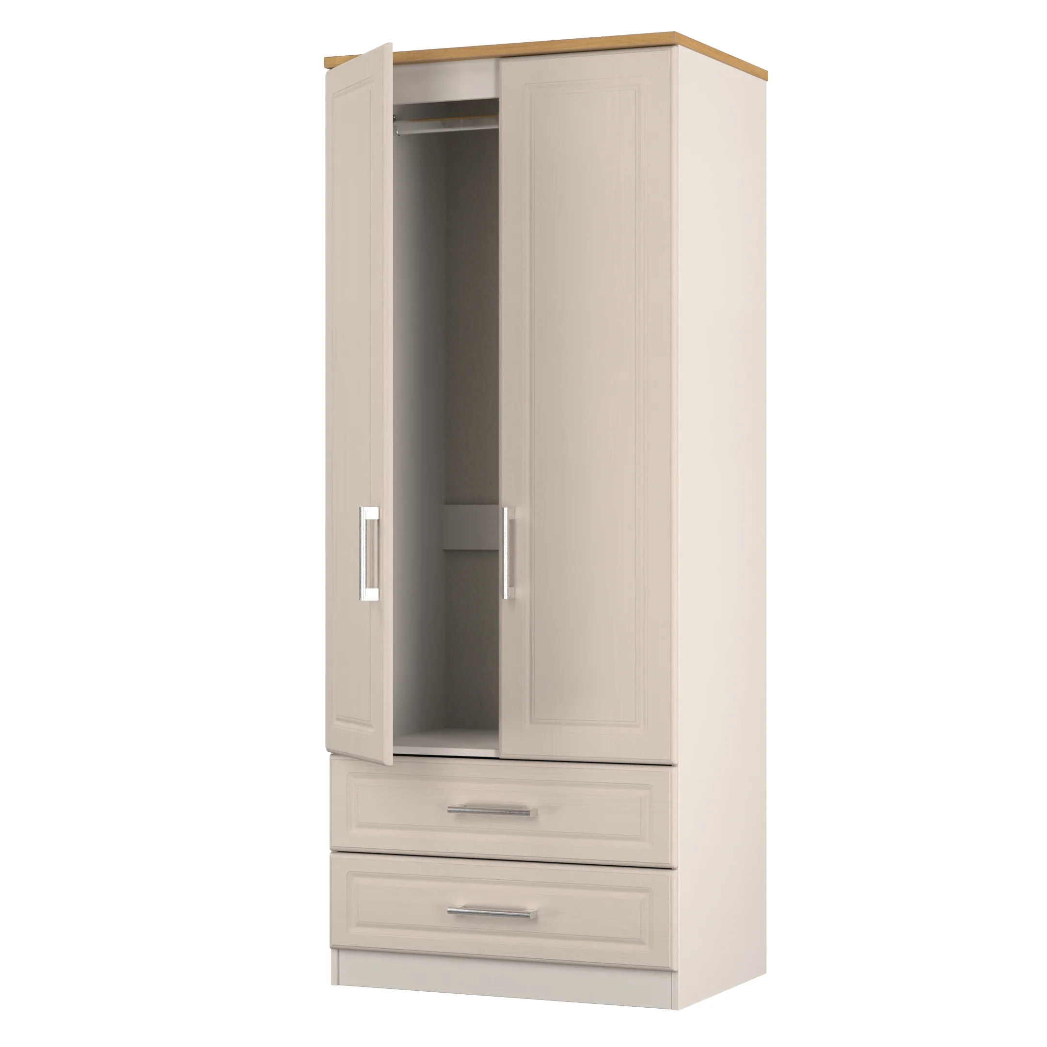 Kingston Ready Assembled 2 Door 2 Drawer Wardrobe in Kashmir Ash & Modern Oak - Image 10