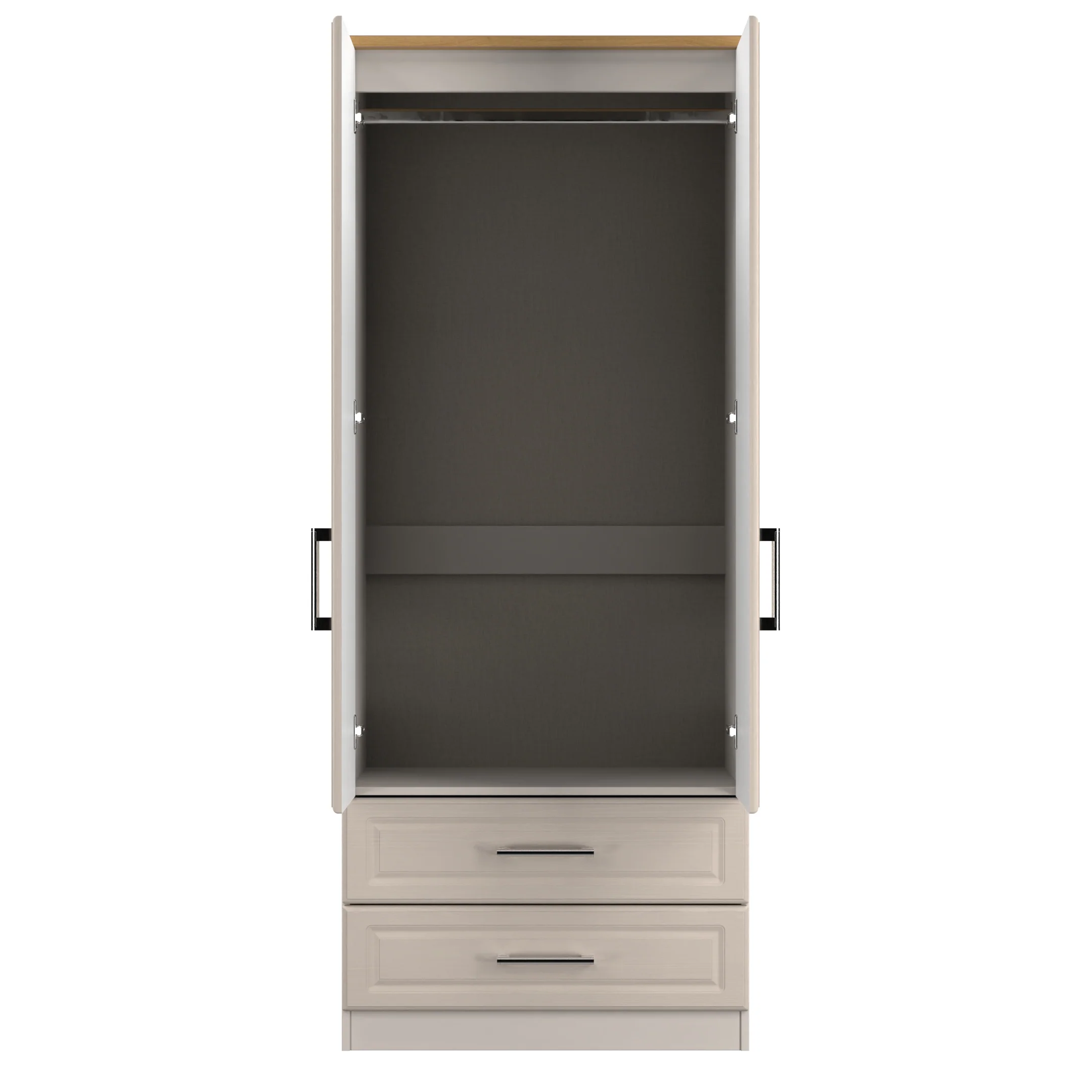 Kingston Ready Assembled 2 Door 2 Drawer Wardrobe in Kashmir Ash & Modern Oak - Image 13