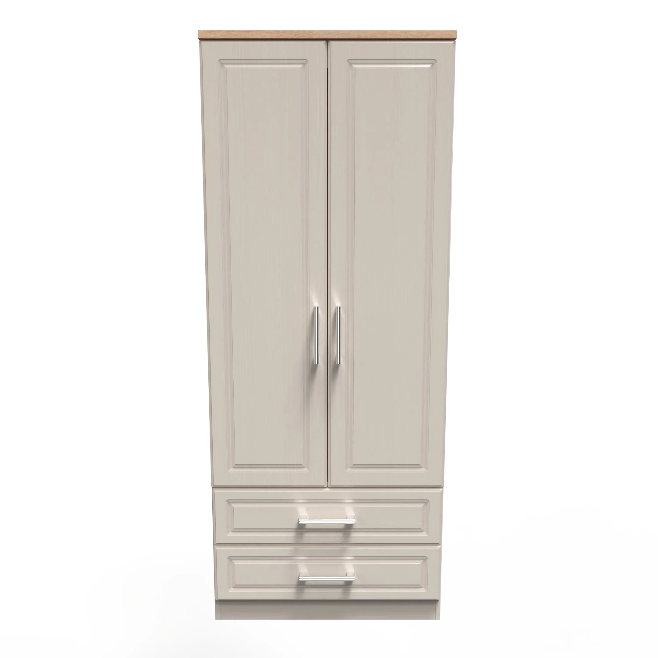 Kingston Ready Assembled 2 Door 2 Drawer Wardrobe in Kashmir Ash & Modern Oak - Image 3