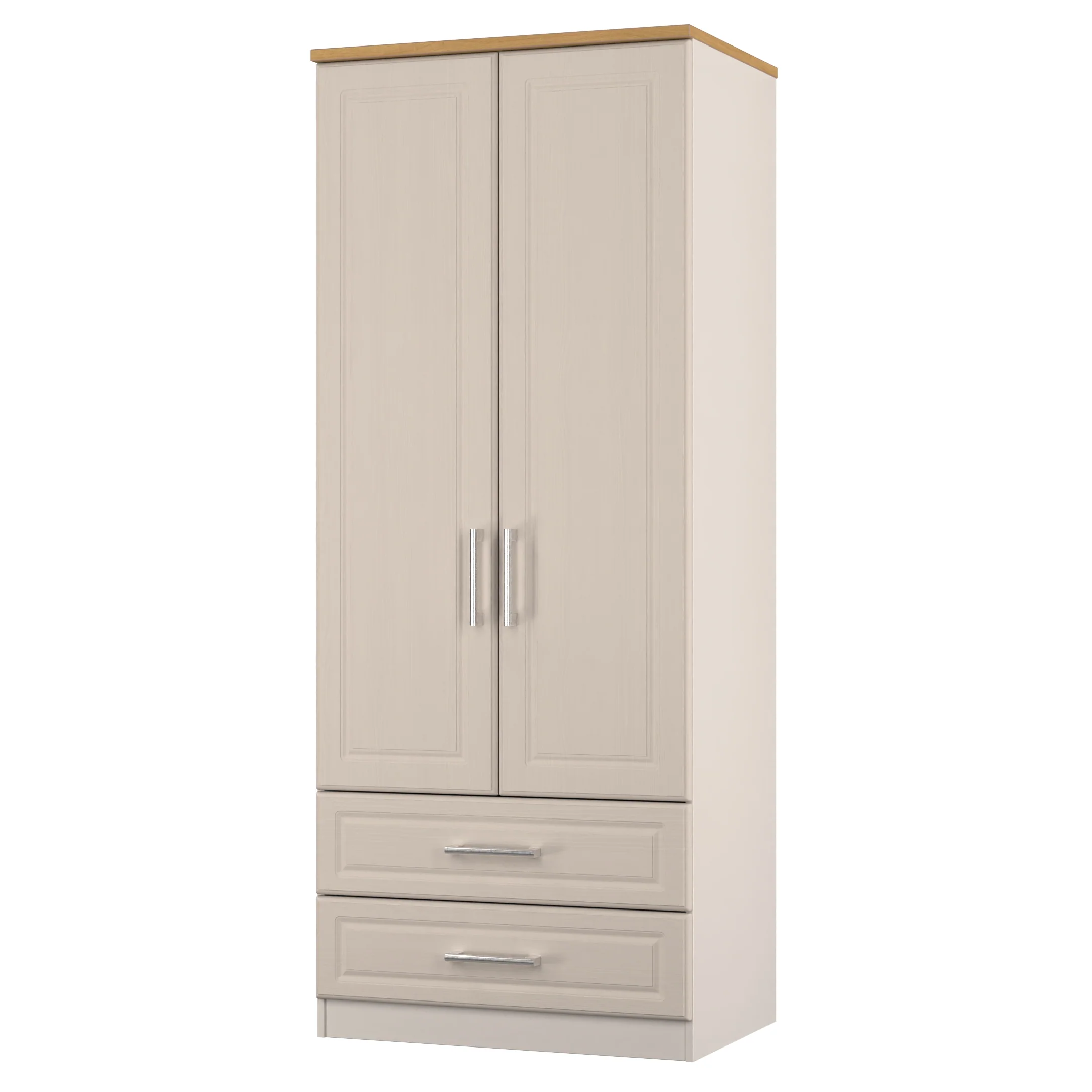 Kingston Ready Assembled 2 Door 2 Drawer Wardrobe in Kashmir Ash & Modern Oak - Image 6