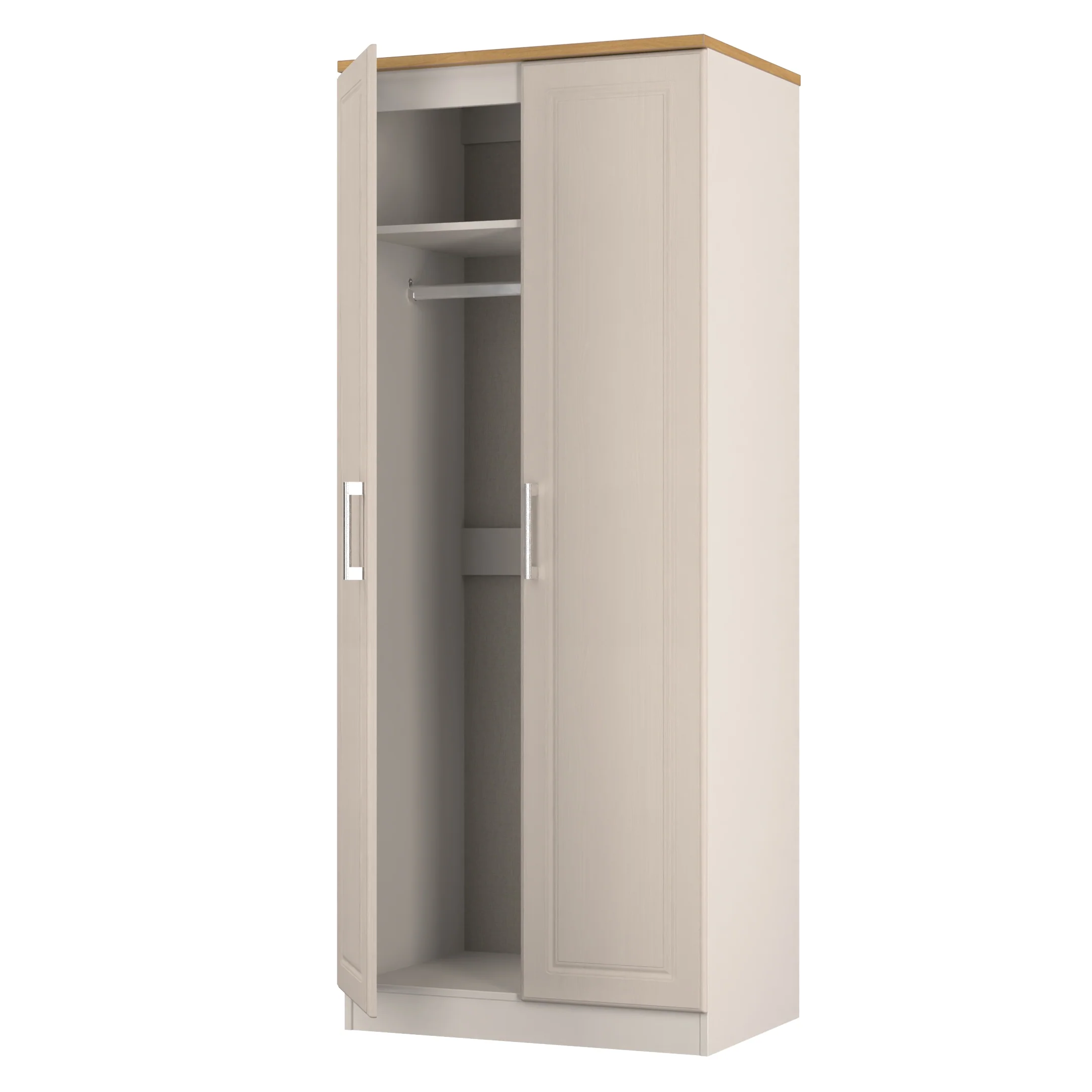 Kingston Ready Assembled 2 Door Wardrobe in Kashmir Ash & Modern Oak - Image 6
