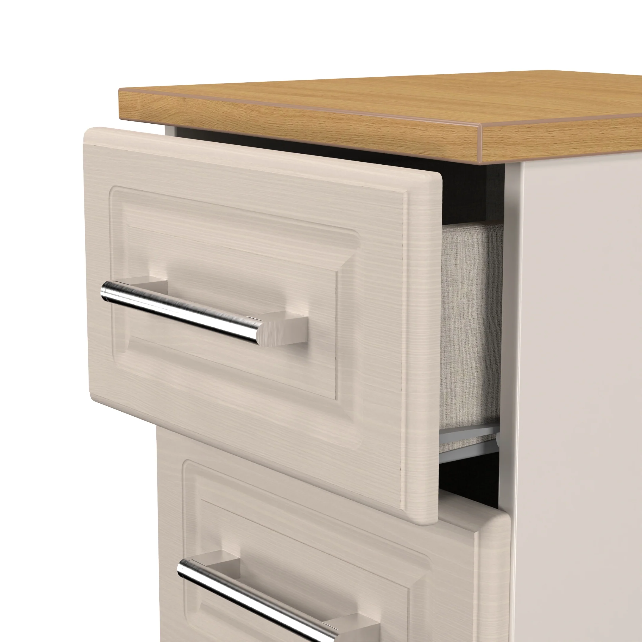 Kingston Ready Assembled 2 Drawer Bedside Cabinet in Kashmir Ash & Modern Oak - Image 10