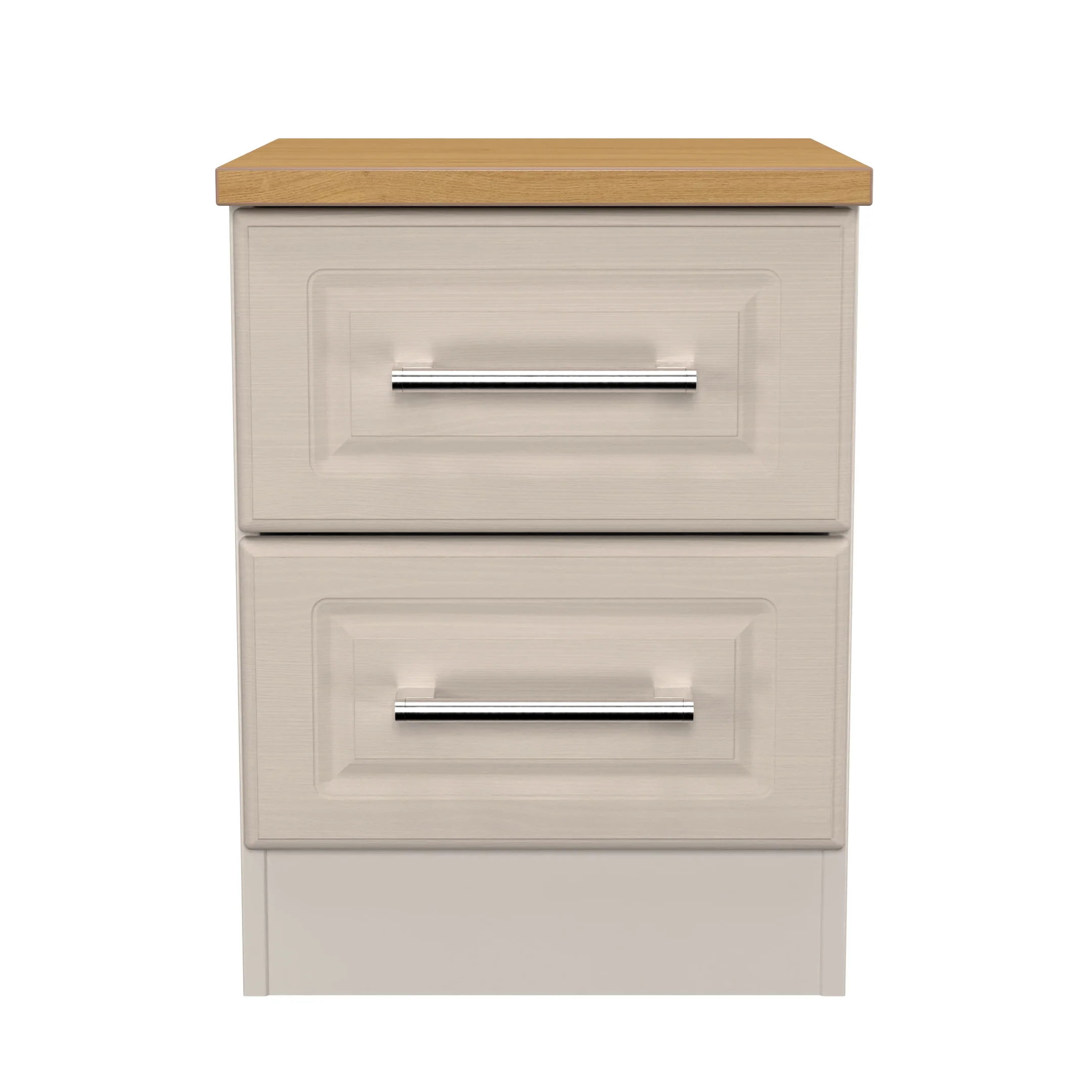 Kingston Ready Assembled 2 Drawer Bedside Cabinet in Kashmir Ash & Modern Oak - Image 2