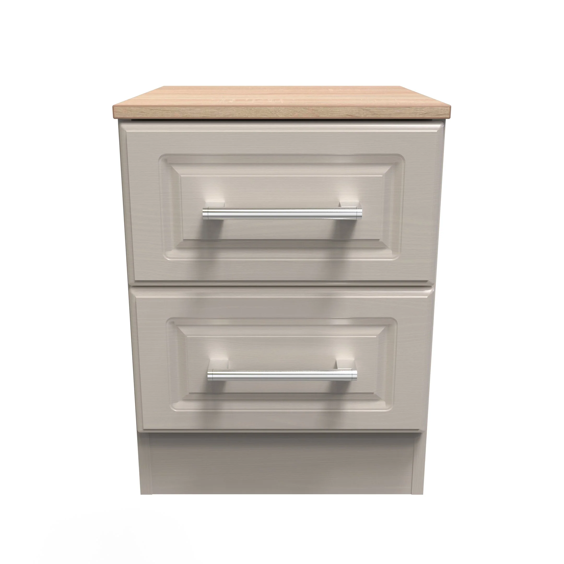 Kingston Ready Assembled 2 Drawer Bedside Cabinet in Kashmir Ash & Modern Oak - Image 3
