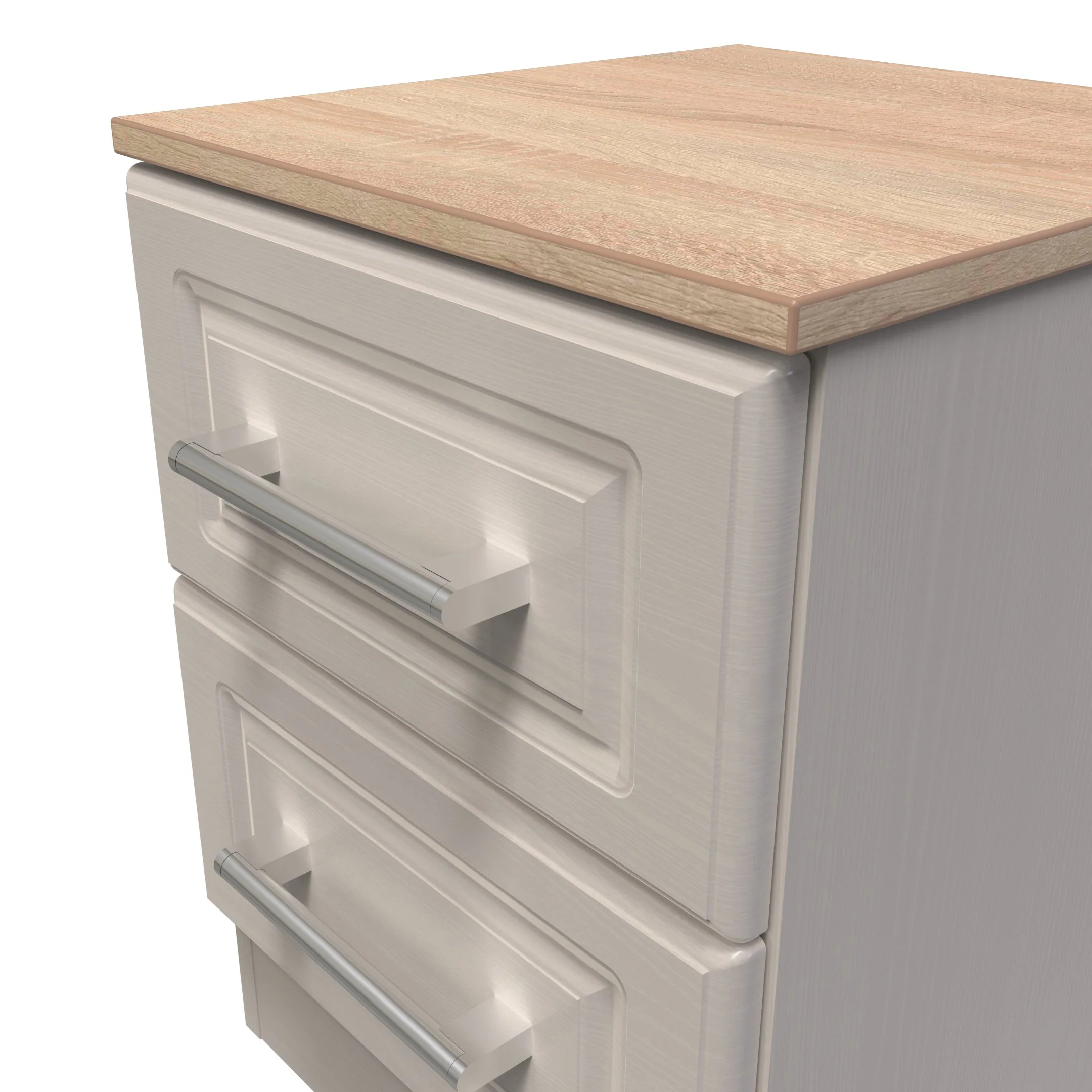 Kingston Ready Assembled 2 Drawer Bedside Cabinet in Kashmir Ash & Modern Oak - Image 9