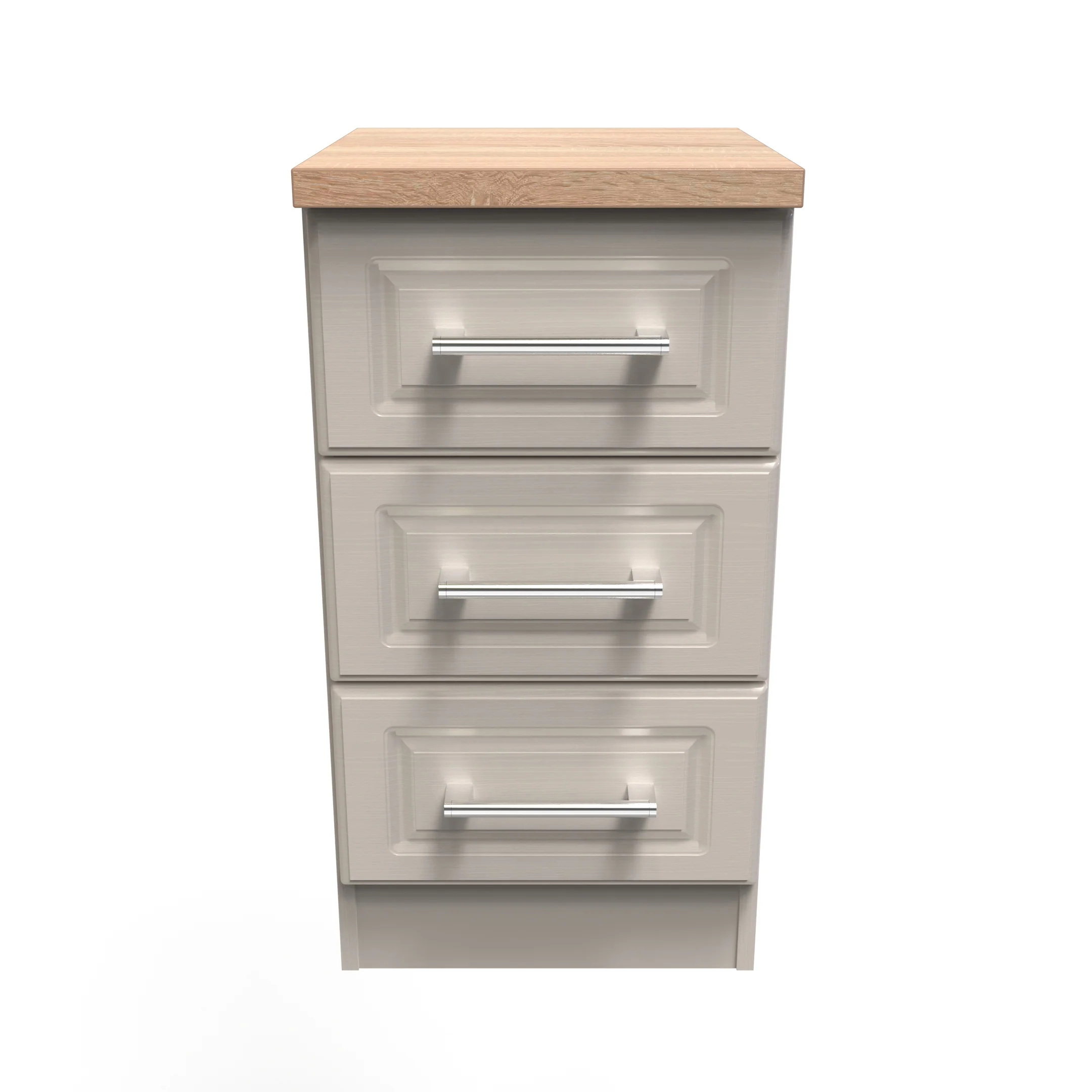 Kingston Ready Assembled 3 Drawer Bedside Cabinet in Kashmir Ash & Modern Oak - Image 2