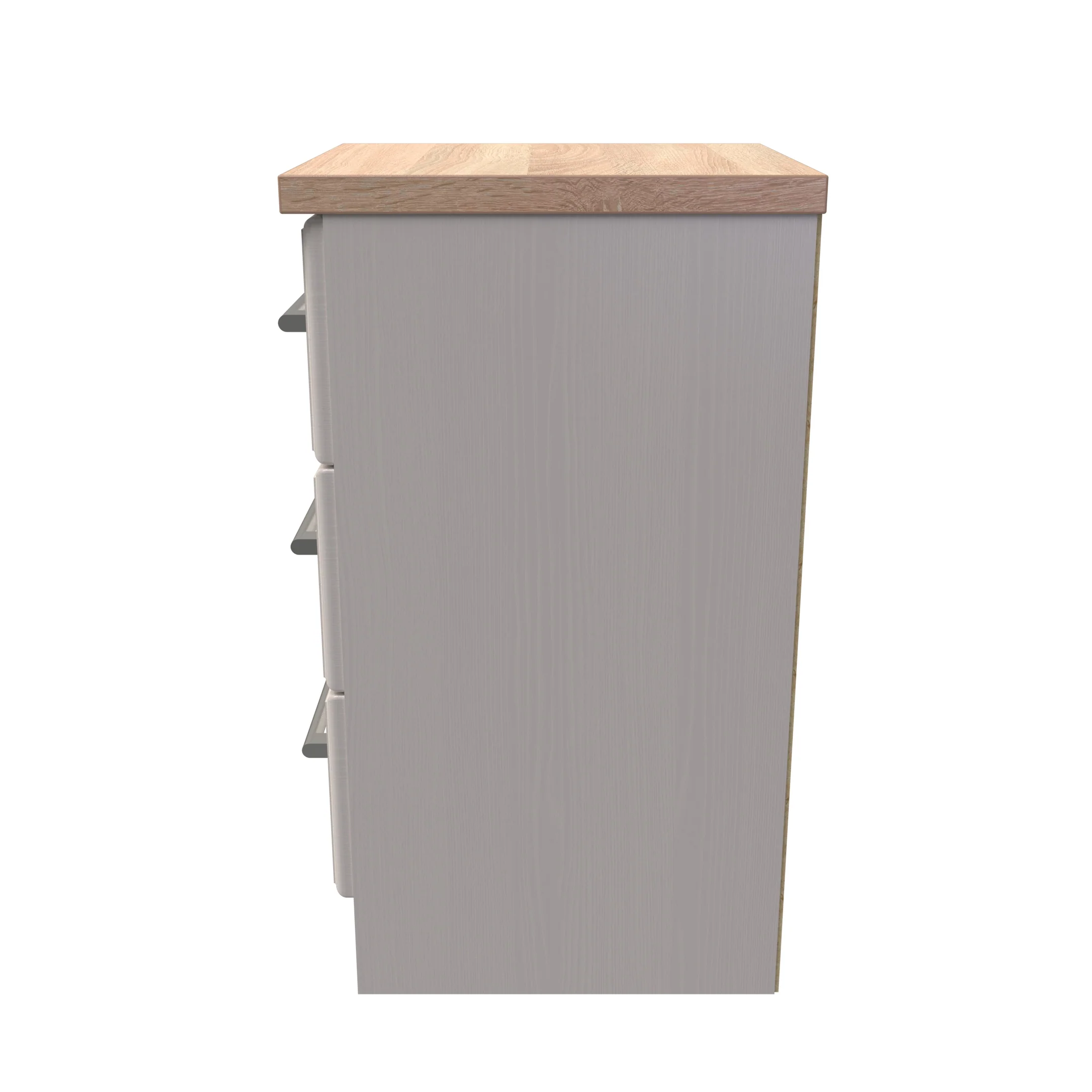 Kingston Ready Assembled 3 Drawer Bedside Cabinet in Kashmir Ash & Modern Oak - Image 3