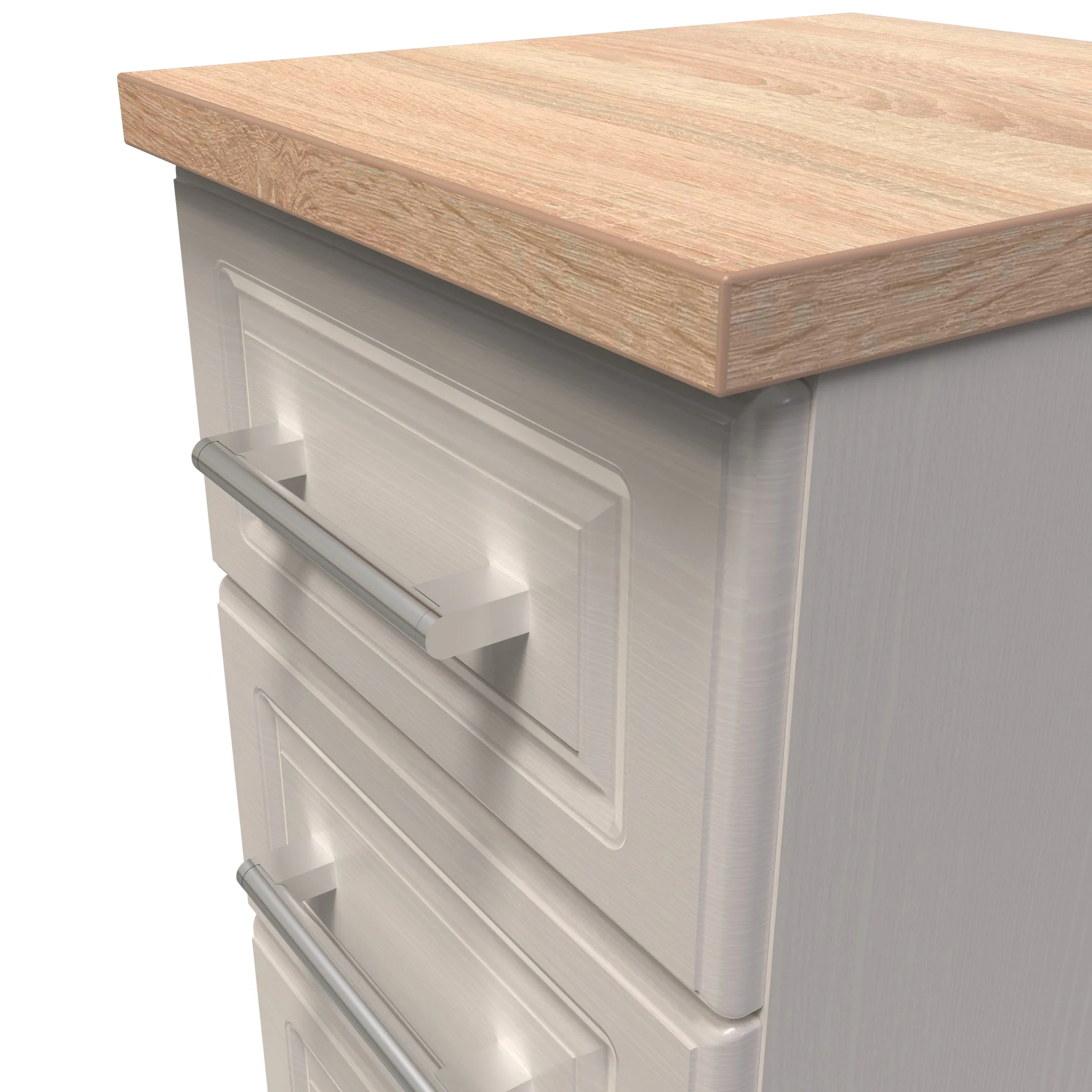 Kingston Ready Assembled 3 Drawer Bedside Cabinet in Kashmir Ash & Modern Oak - Image 5