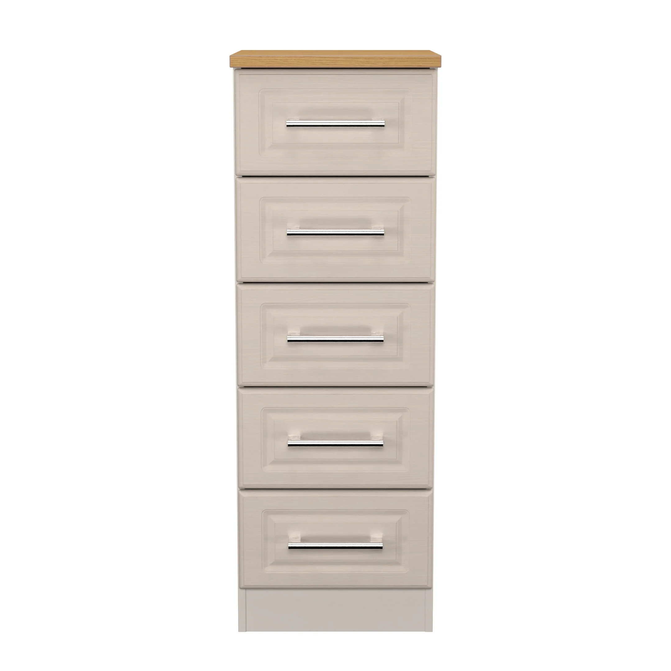Kingston Ready Assembled 5 Drawer Tallboy in Kashmir Ash & Modern Oak - Image 2