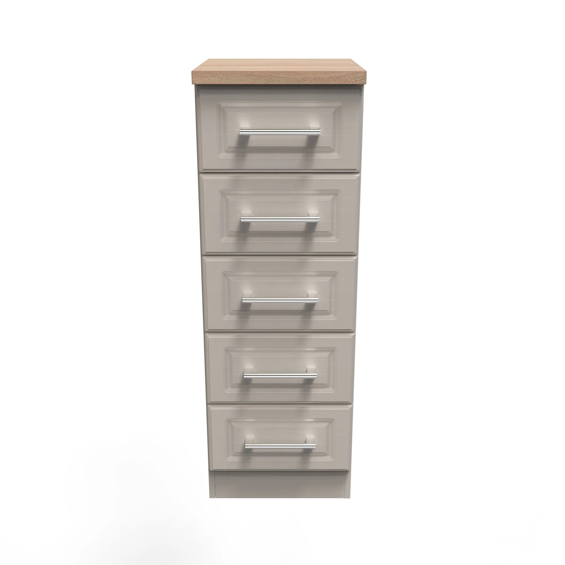 Kingston Ready Assembled 5 Drawer Tallboy in Kashmir Ash & Modern Oak - Image 3