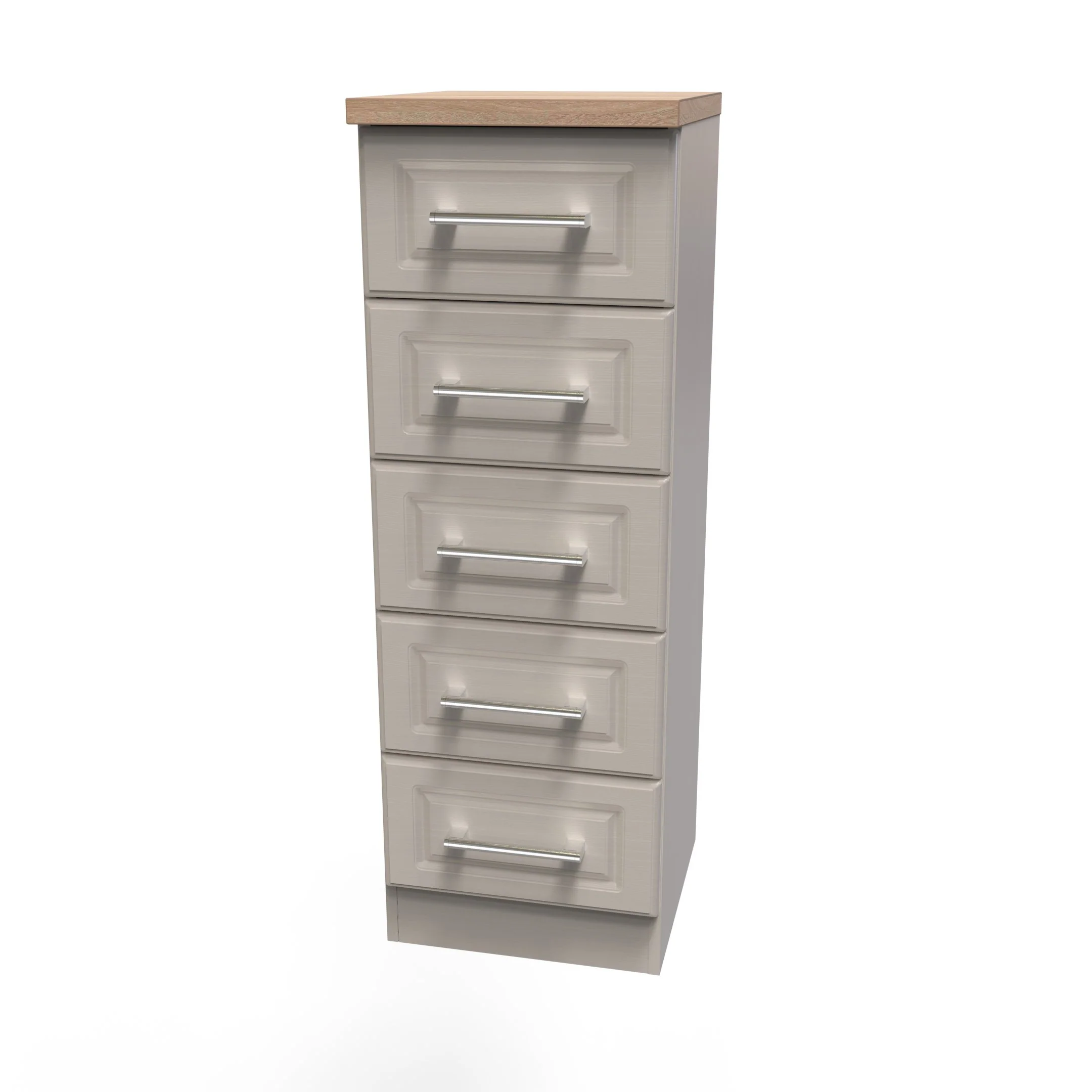 Kingston Ready Assembled 5 Drawer Tallboy in Kashmir Ash & Modern Oak - Image 7