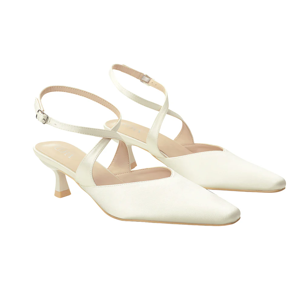 Kitten Heel Slingback Squared-off Closed Toe Heels Pumps - Image 3