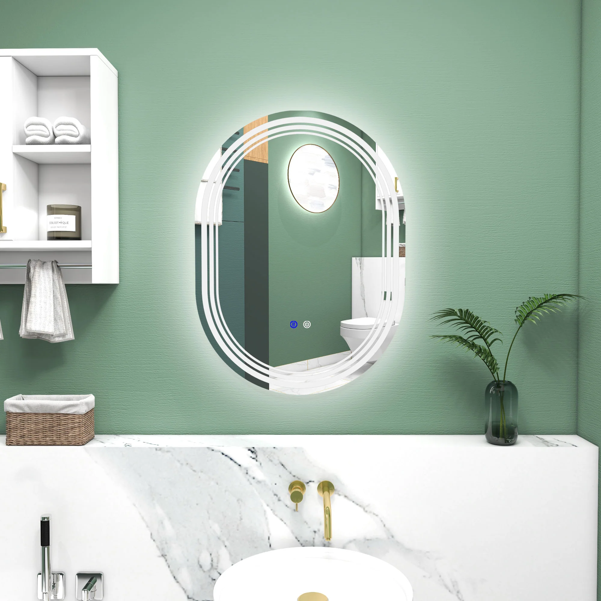 kleankin Bathroom Mirror with LED Lights, 3 Colours, Anti-fog, 70 x 50cm - Image 2