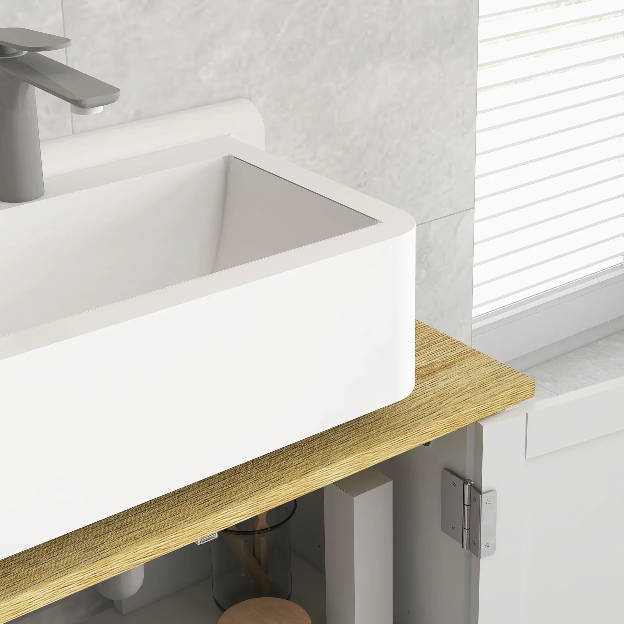 Kleankin Bathroom Under Sink Cabinet With Adjustable Shelf, White - Image 8