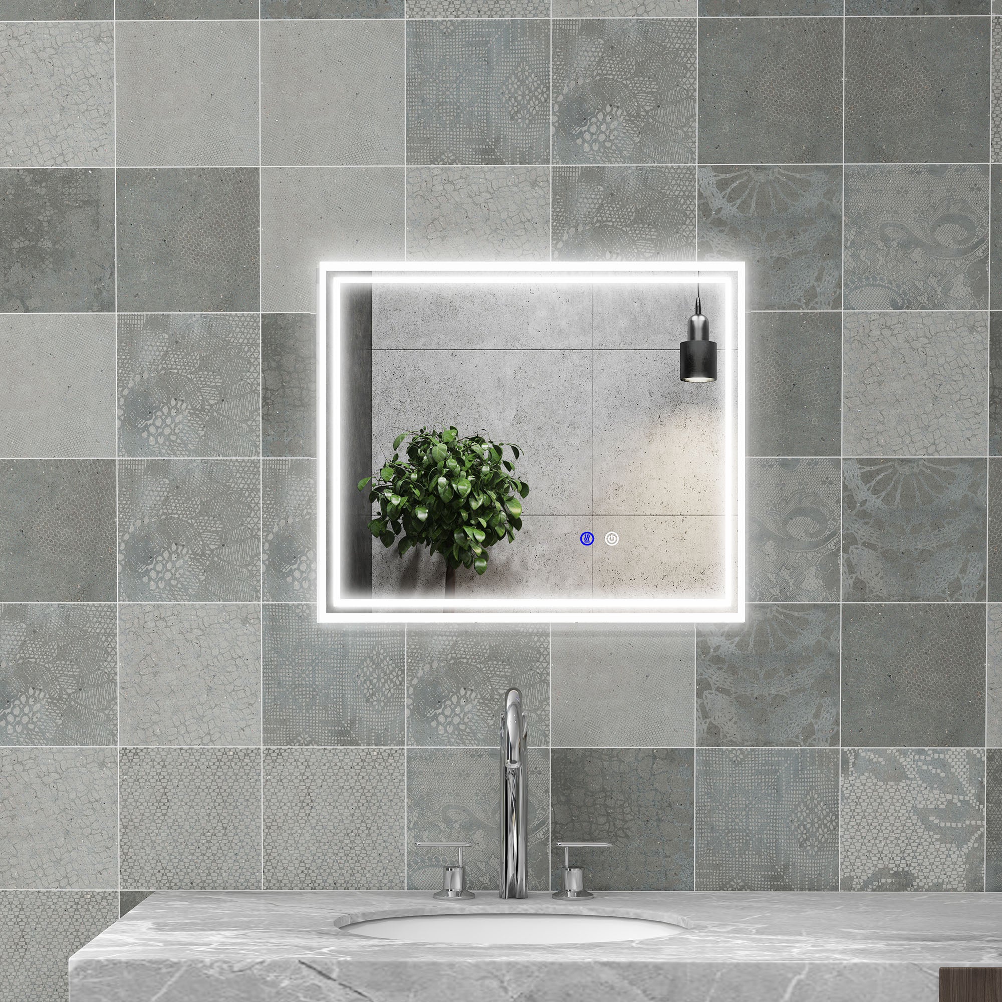kleankin Dimmable Bathroom Mirror with LED Lights, 3 Colours, Defogging Film - Image 2