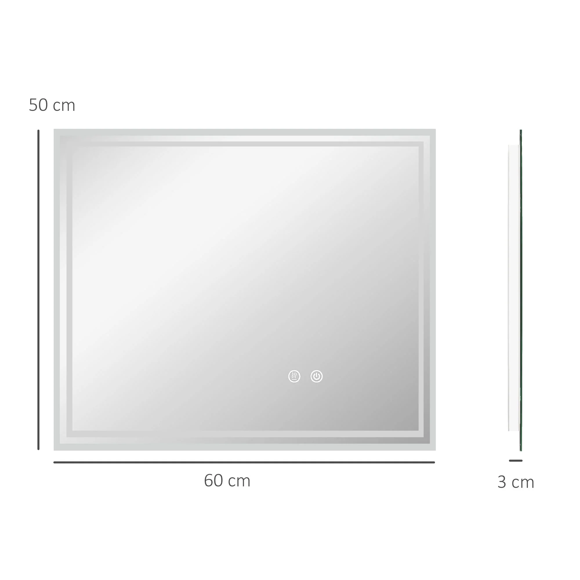 kleankin Dimmable Bathroom Mirror with LED Lights, 3 Colours, Defogging Film - Image 5