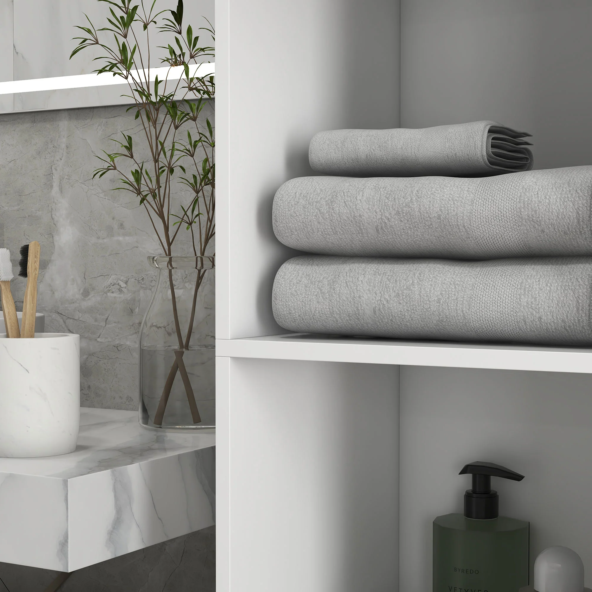 Kleankin High Gloss Bathroom Storage Cabinet With Adjustable Shelves White - Image 9