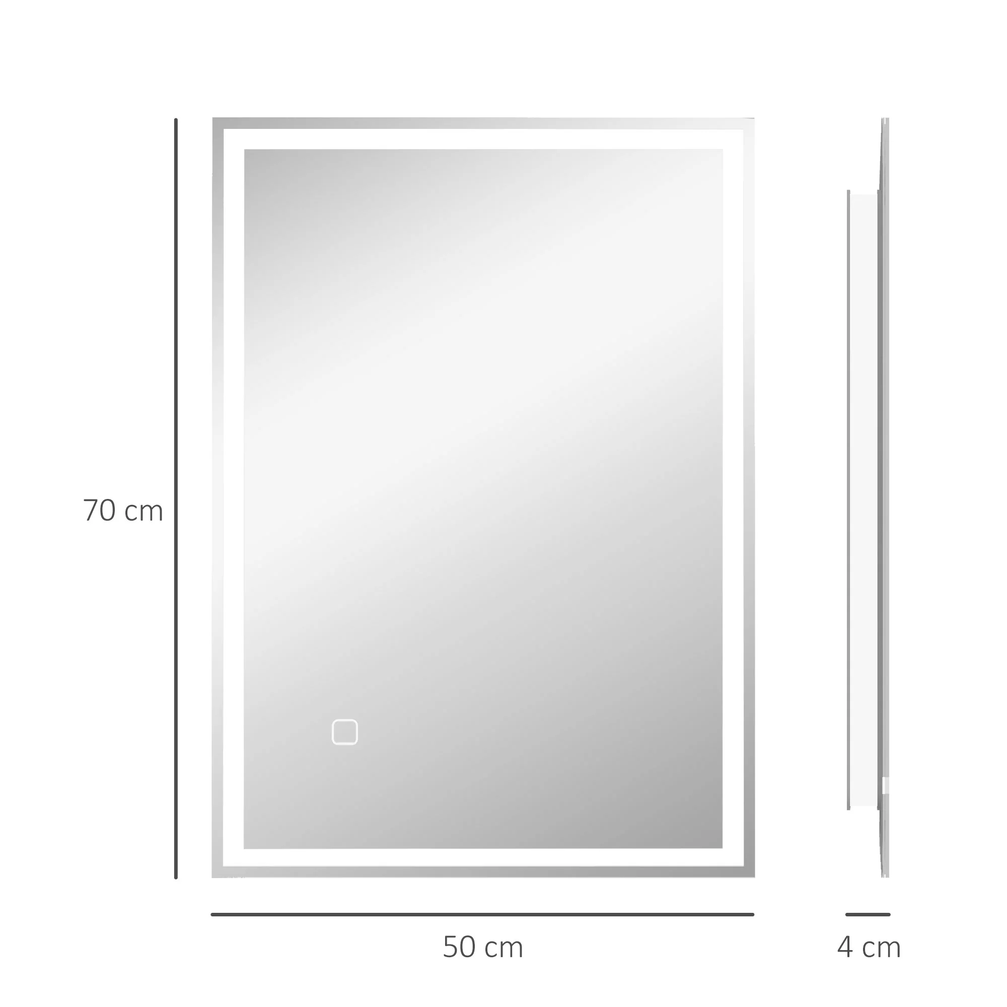 kleankin Illuminated Bathroom Mirror with LED Lights, 3 Colours, Defogging Film - Image 5