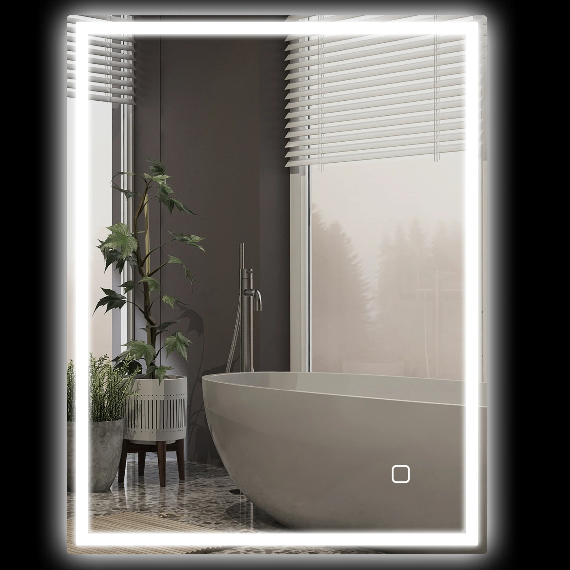 kleankin Illuminated Bathroom Mirror with LED Lights, 3 Colours, Defogging Film