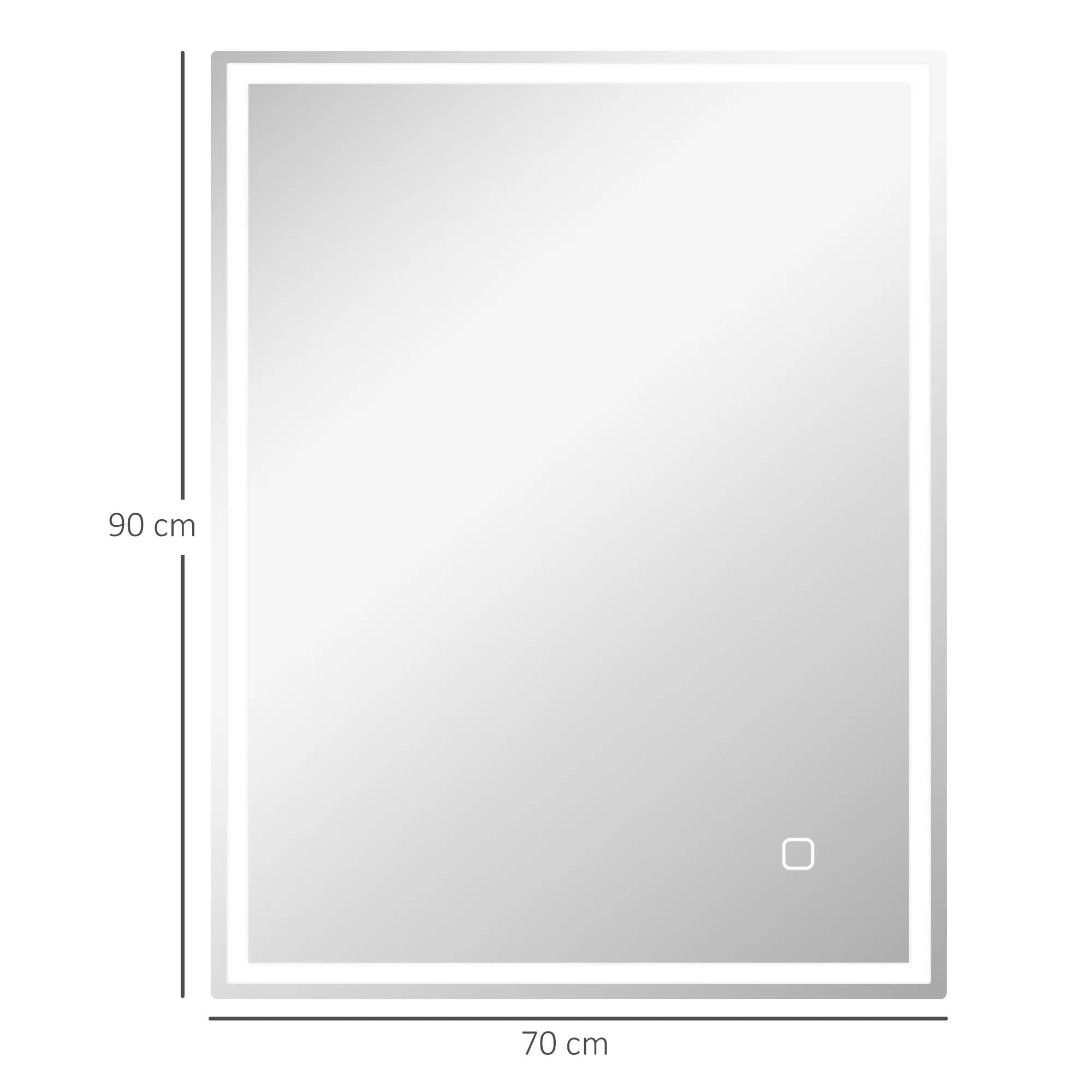 kleankin Illuminated Bathroom Mirror with LED Lights, 3 Colours, Defogging Film - Image 5