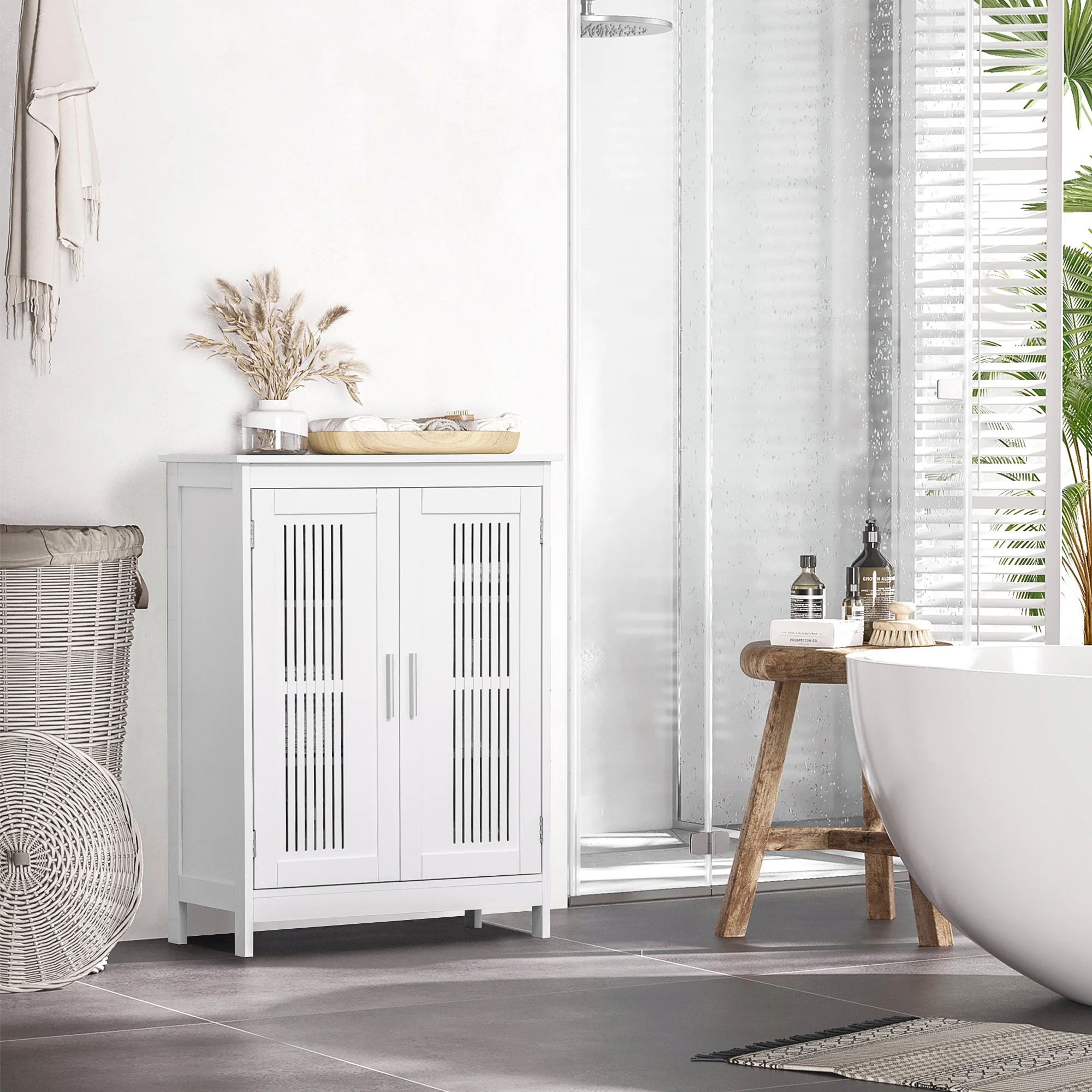 Kleankin Modern Bathroom Cabinet, Freestanding Floor Cabinet With Storage - Image 2