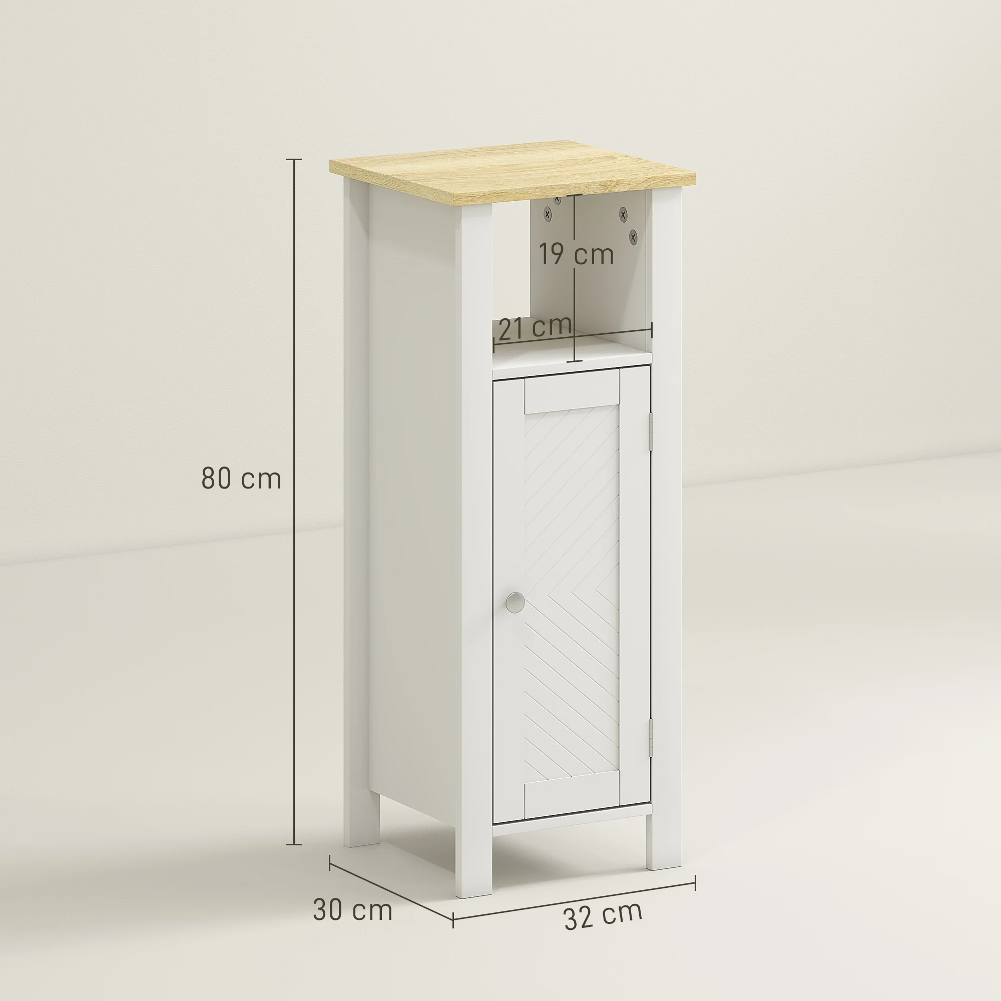 kleankin Narrow Bathroom Storage Cabinet with Open Shelf, White - Image 5
