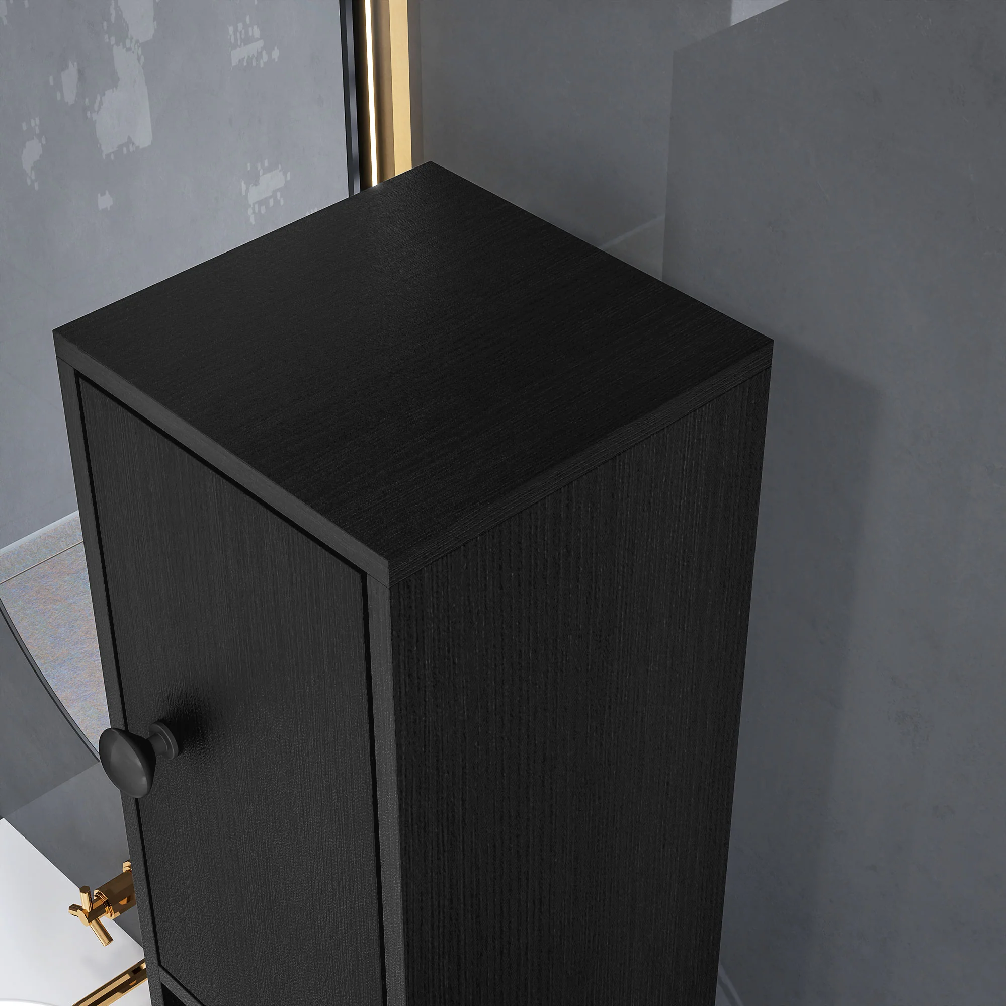 kleankin Slim Bathroom Cabinet, Toilet Roll Storage w/ Open Shelves, Black - Image 8