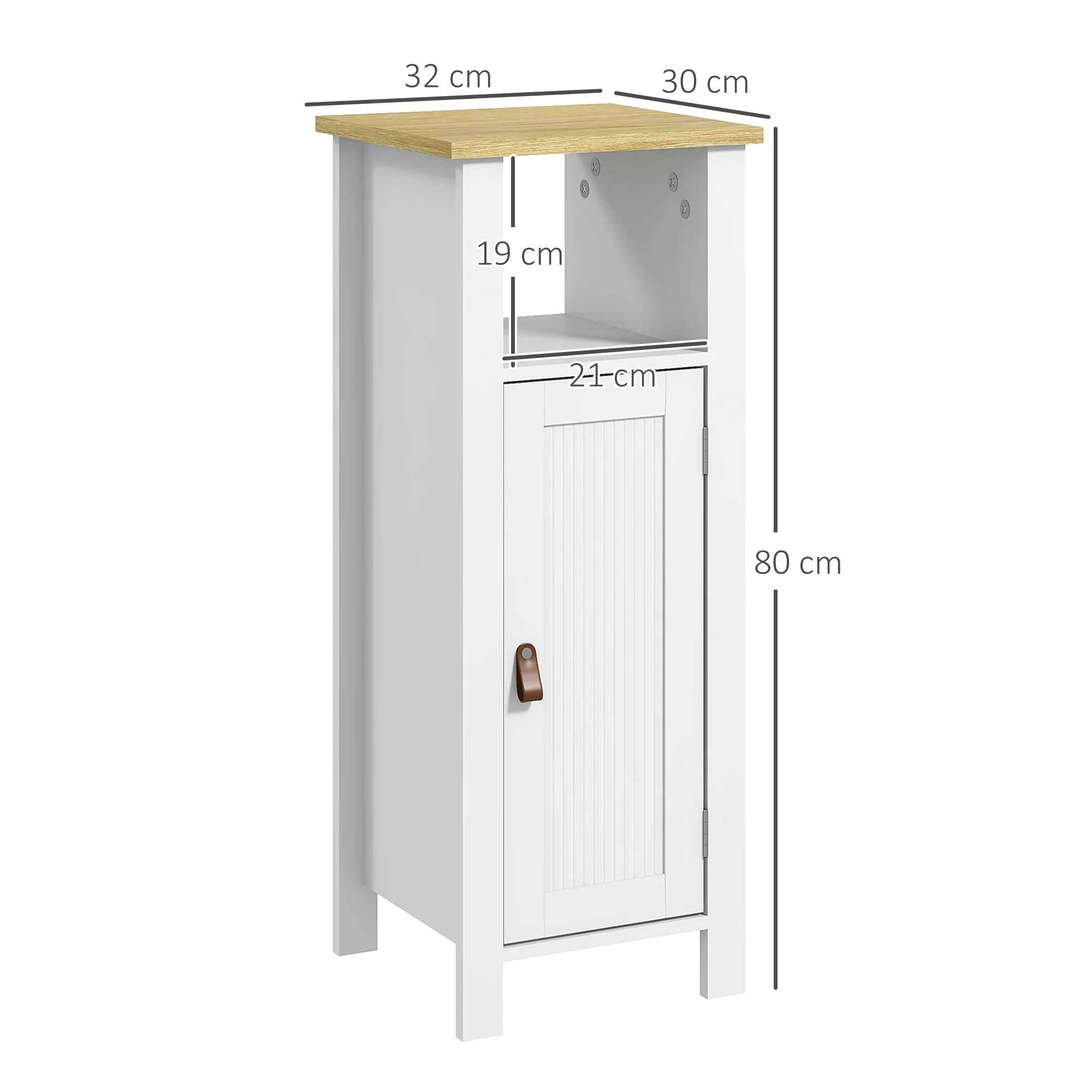 kleankin Slim Bathroom Storage Unit with Adjustable Shelf, White - Image 5