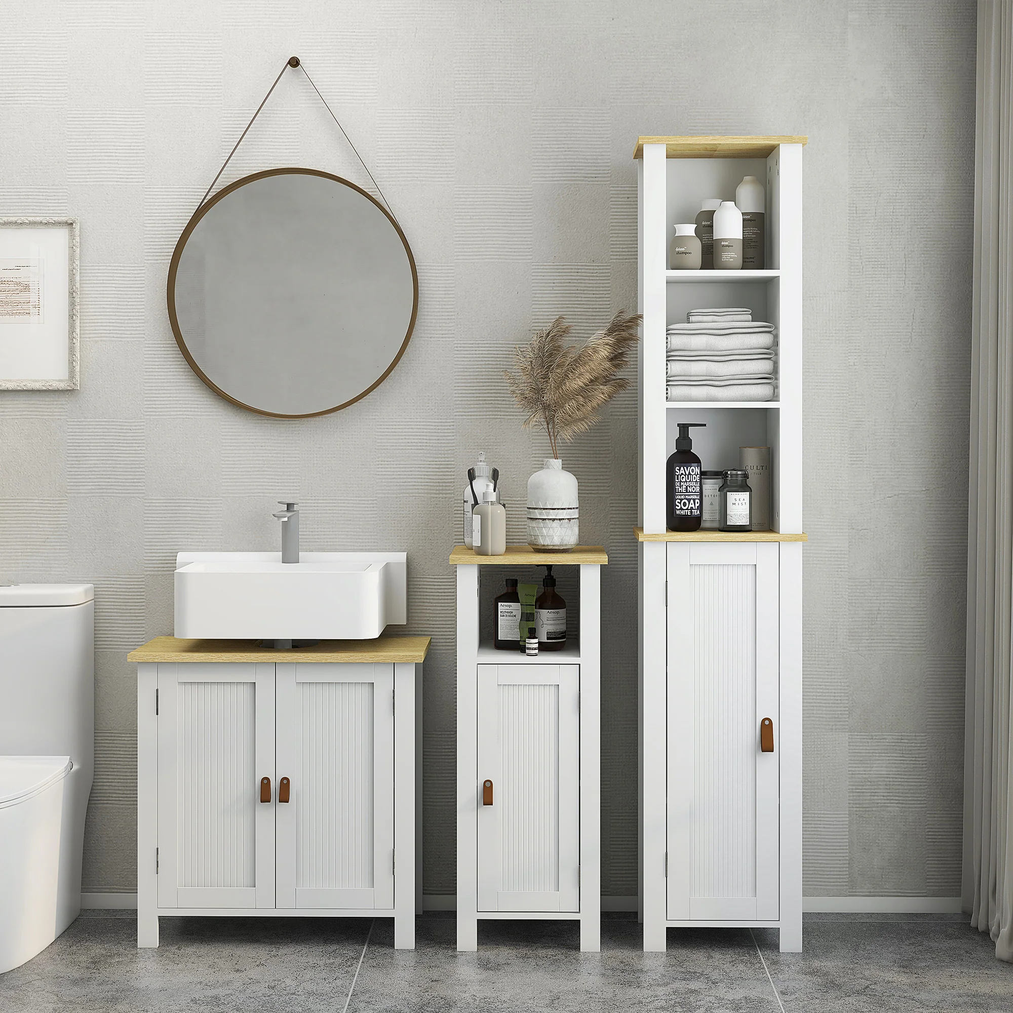 kleankin Slim Bathroom Storage Unit with Adjustable Shelf, White - Image 7