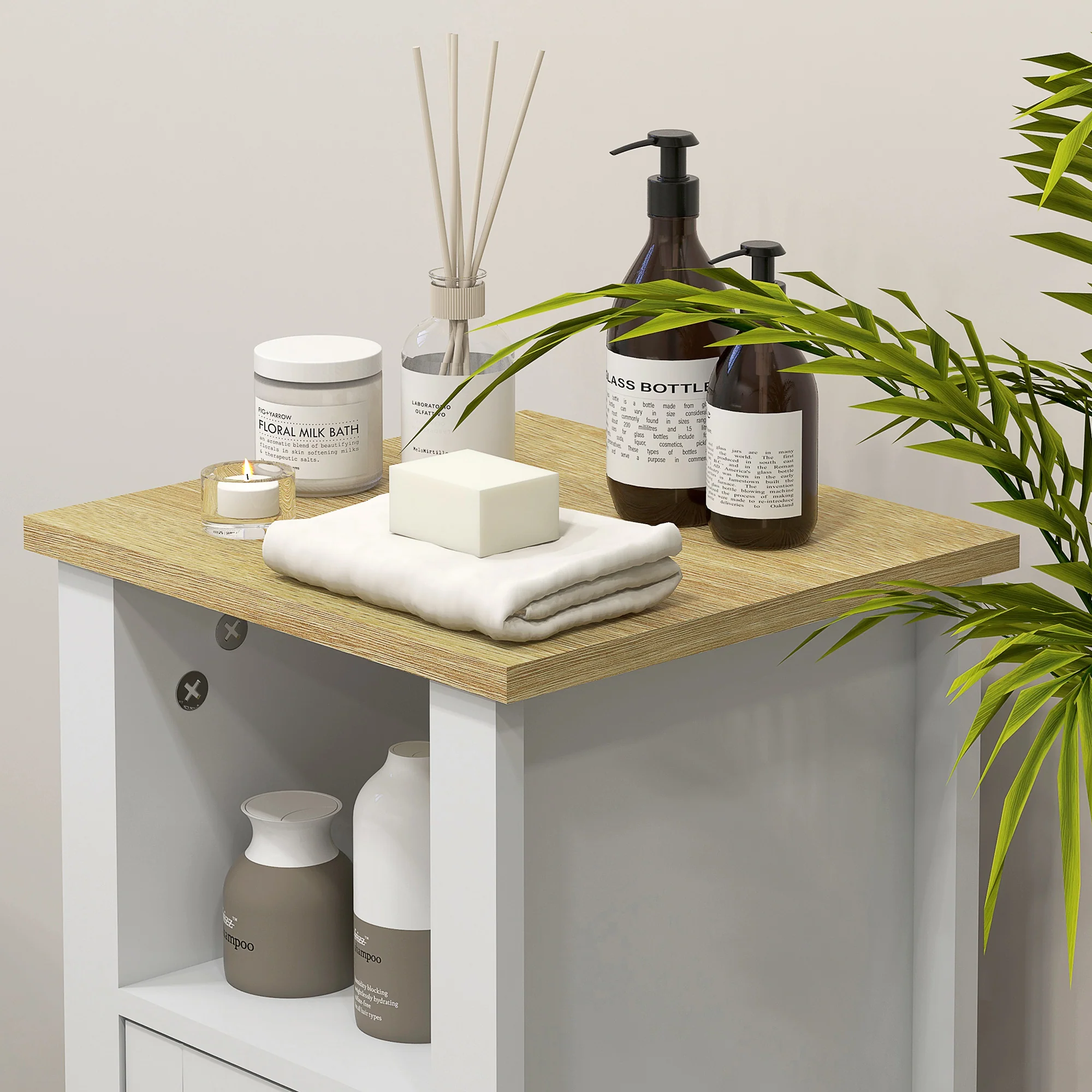 kleankin Slim Bathroom Storage Unit with Adjustable Shelf, White - Image 8