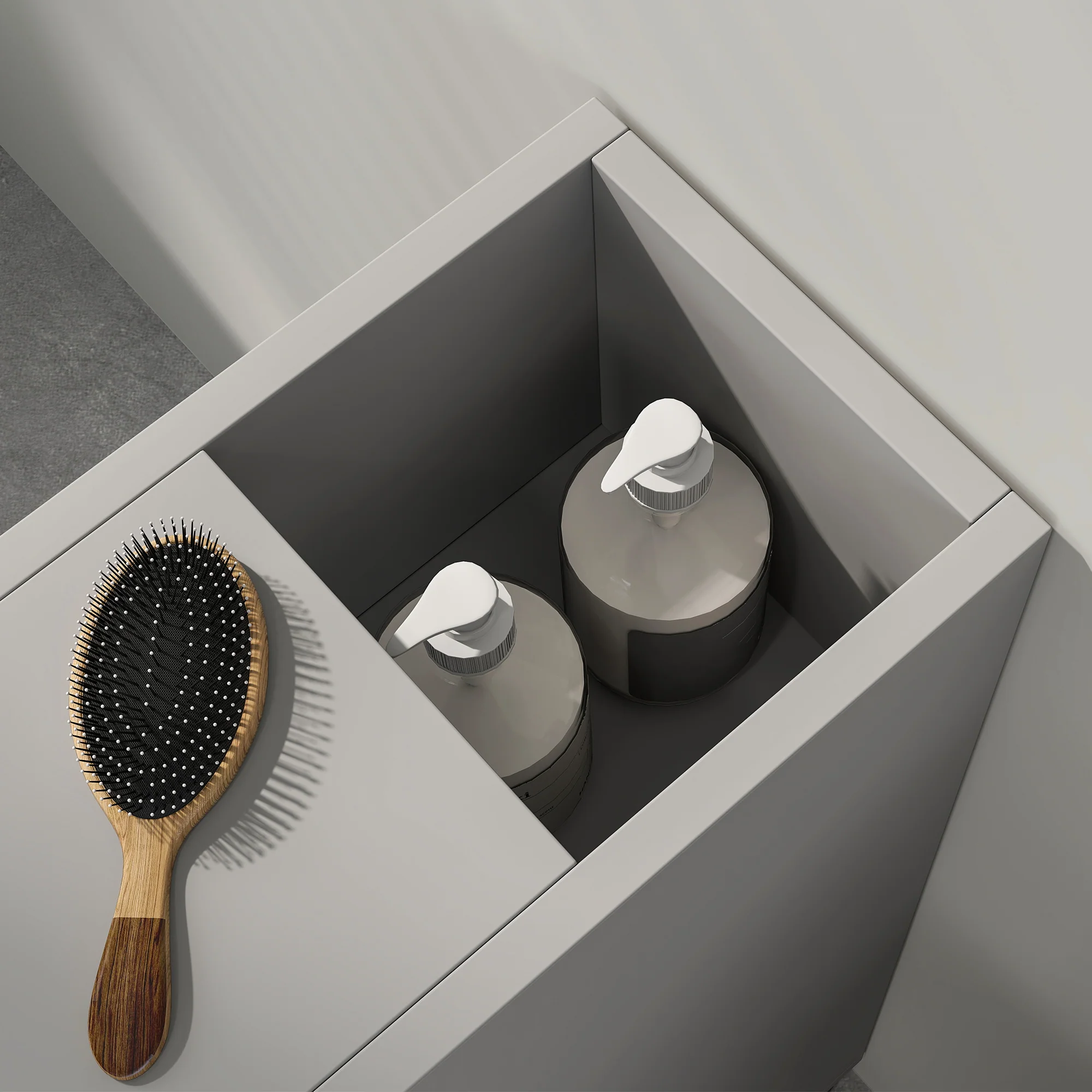 kleankin Slim Bathroom Storage with 2 Drawers, 2 Open and Wheels, Grey - Image 9