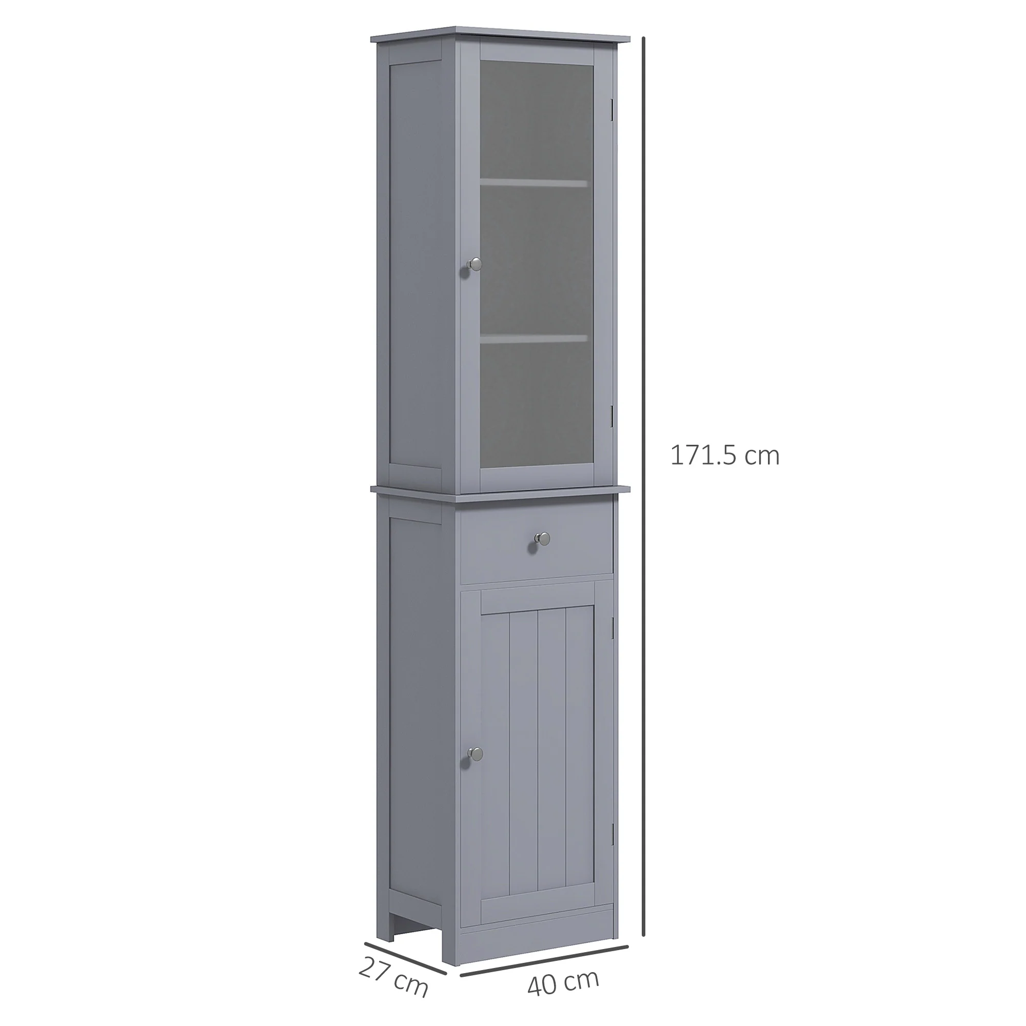 Kleankin Storage Cabinet Organizer Tower With Shelves & Drawer, Grey - Image 5