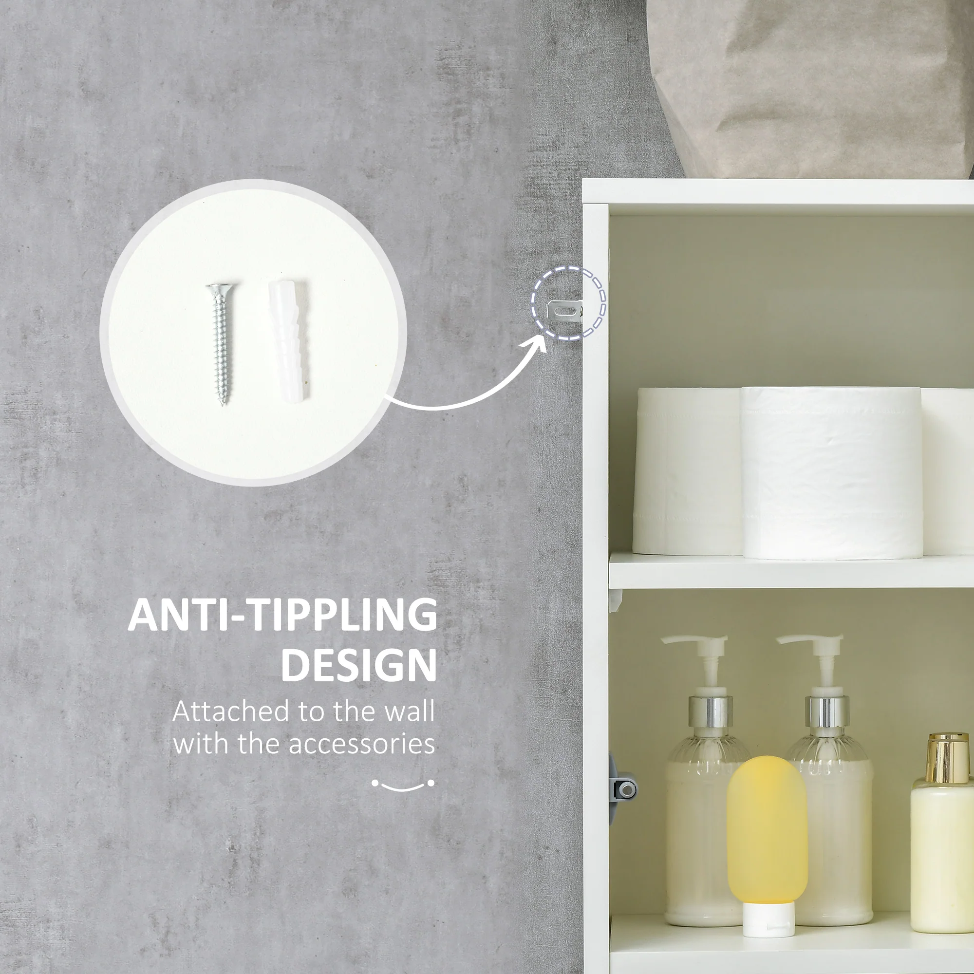 kleankin Tall Bathroom Cabinet - Image 7
