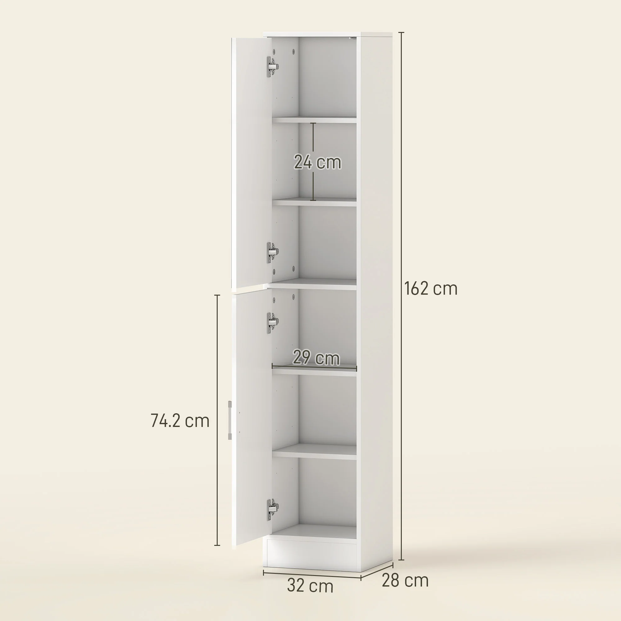 Kleankin Tall Bathroom Cabinet With Mirror, High Gloss White - Image 5