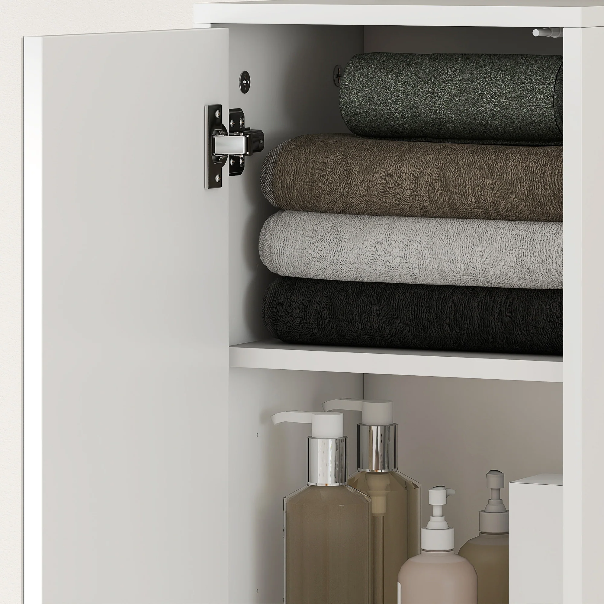Kleankin Tall Bathroom Cabinet With Mirror, High Gloss White - Image 9