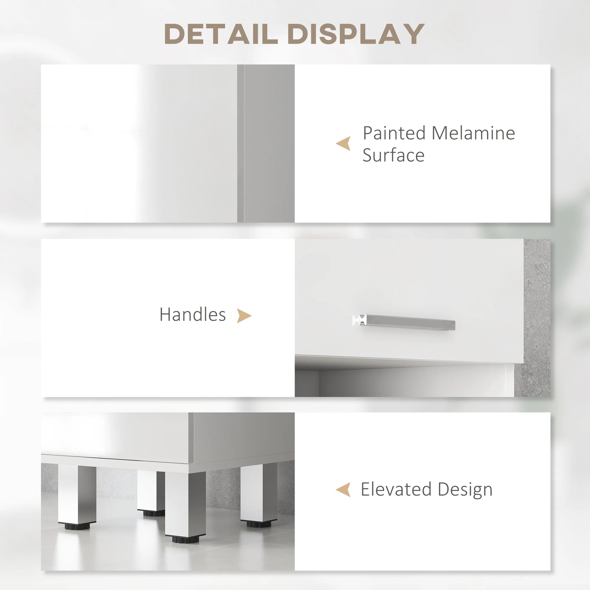 kleankin Tall Narrow Bathroom Storage Cabinet Cupboard w/ Cabinets, White - Image 6