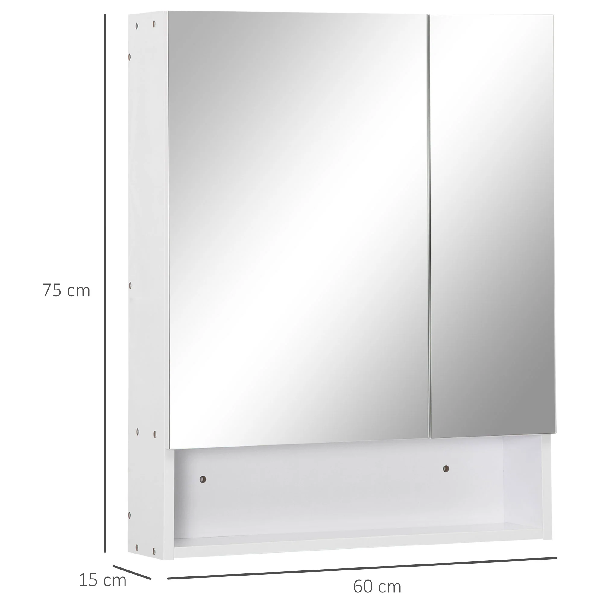 Kleankin Wall Mount Medicine Cabinet With Mirror And Adjustable Shelf, White - Image 5
