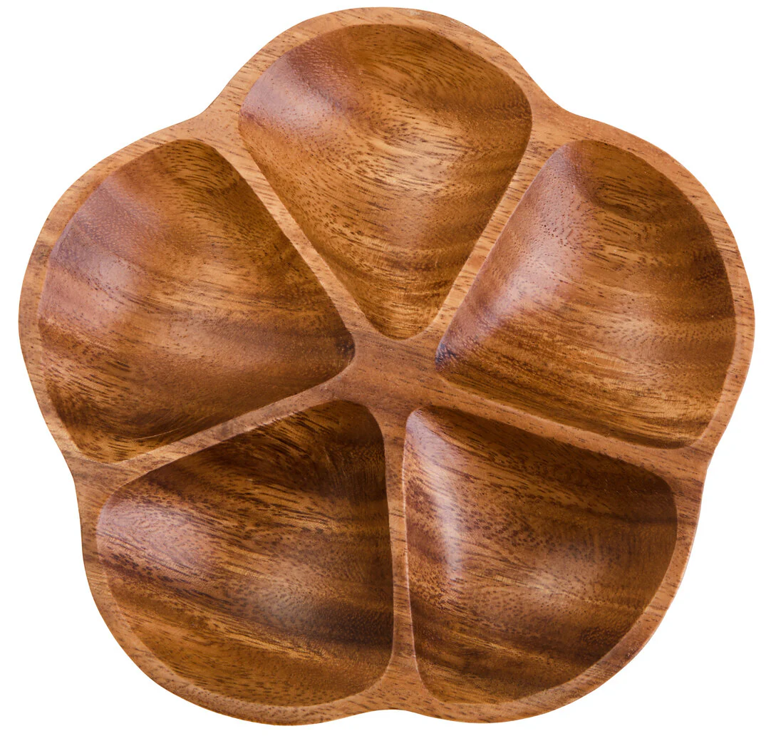 Kora Acacia Five Section Flower Serving Dish